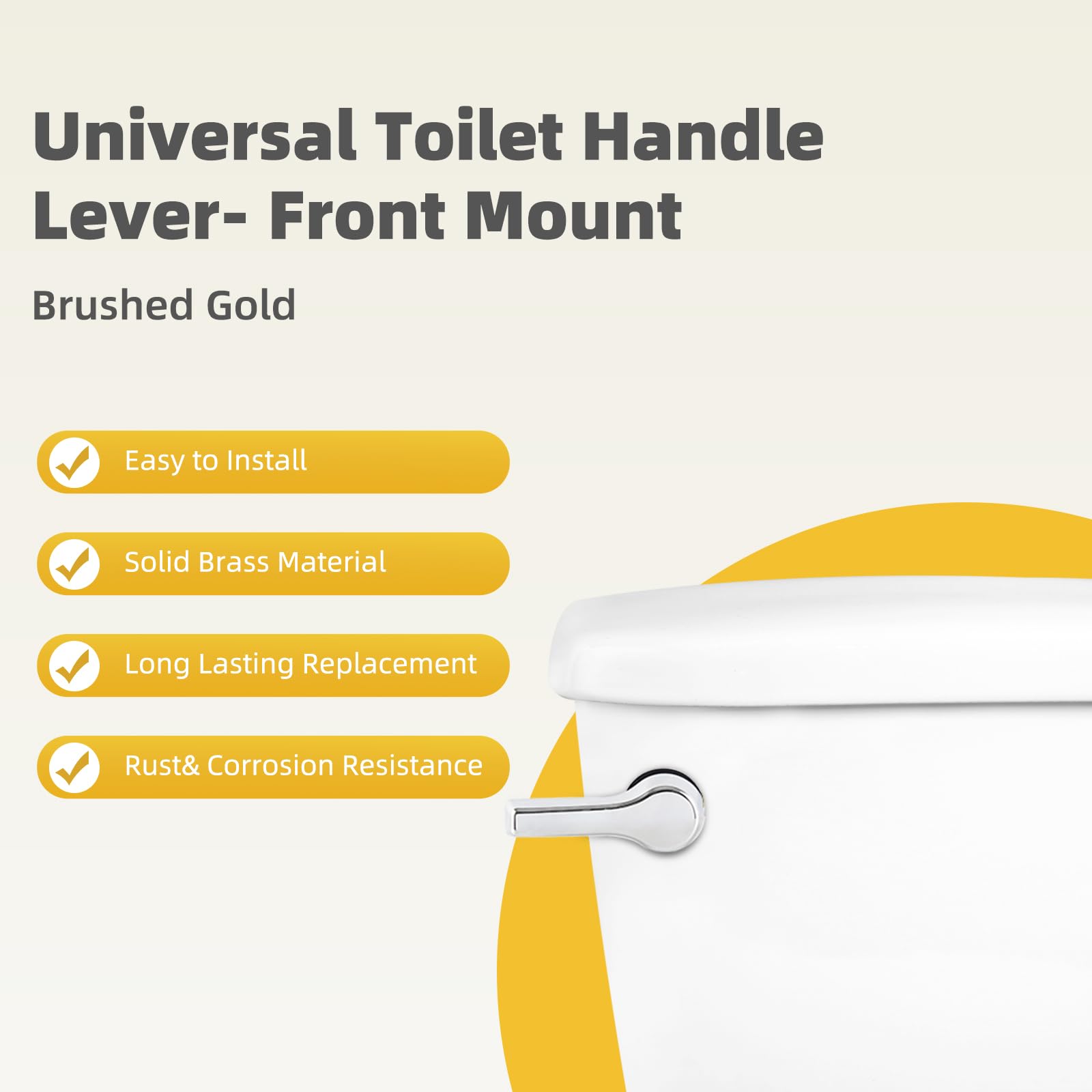 iFealClear 2 Pack Universal Front Mount Toilet Tank Flush Lever Replacement - Solid Brass Chrome Plated with Stainless Steel Chains - Easy Installation for Home Bathroom Repair & Maintenance