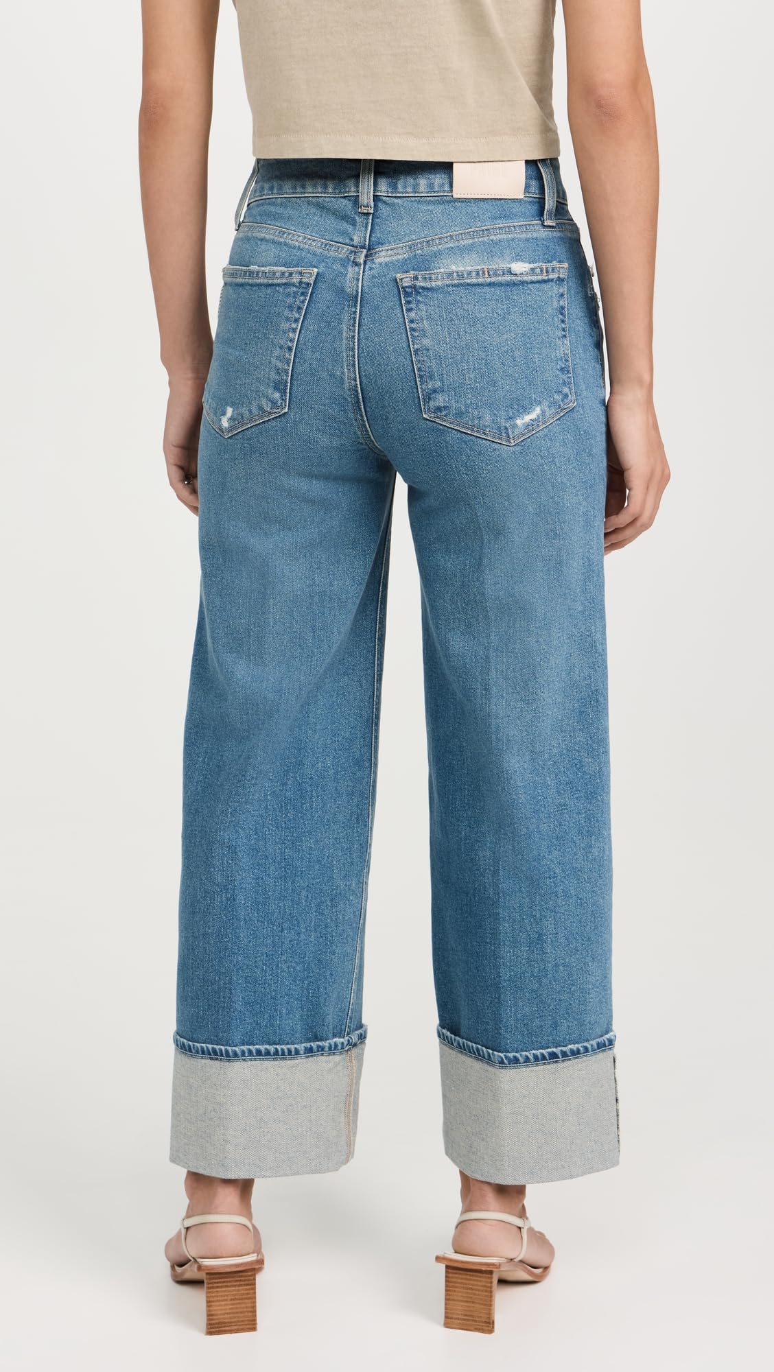 PAIGE Women's Sasha Ankle Wide Cuff Jeans - High Waist Stretch Denim Pants for Casual & Work Outfits | Perfect for Office, Date Night & Weekend Wear