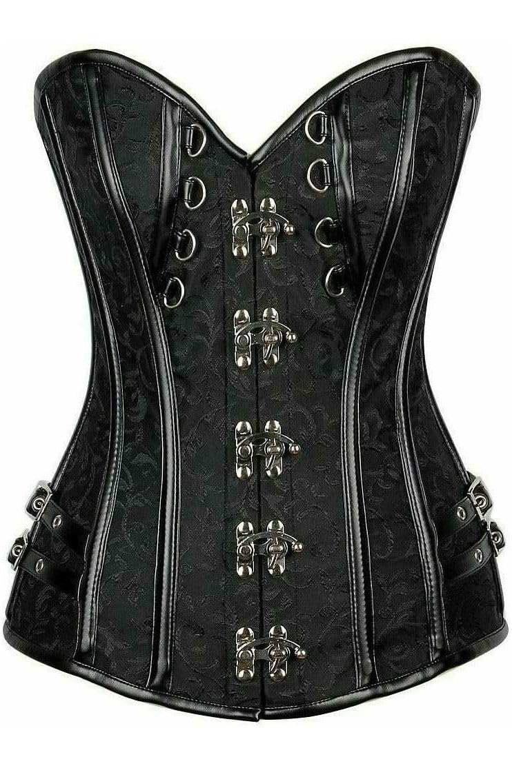 Elegant Daisy Corset for Women - Top Drawer Brocade & Faux Leather Steel Boned Waist Trainer | Perfect for Burlesque, Cosplay, and Formal Events
