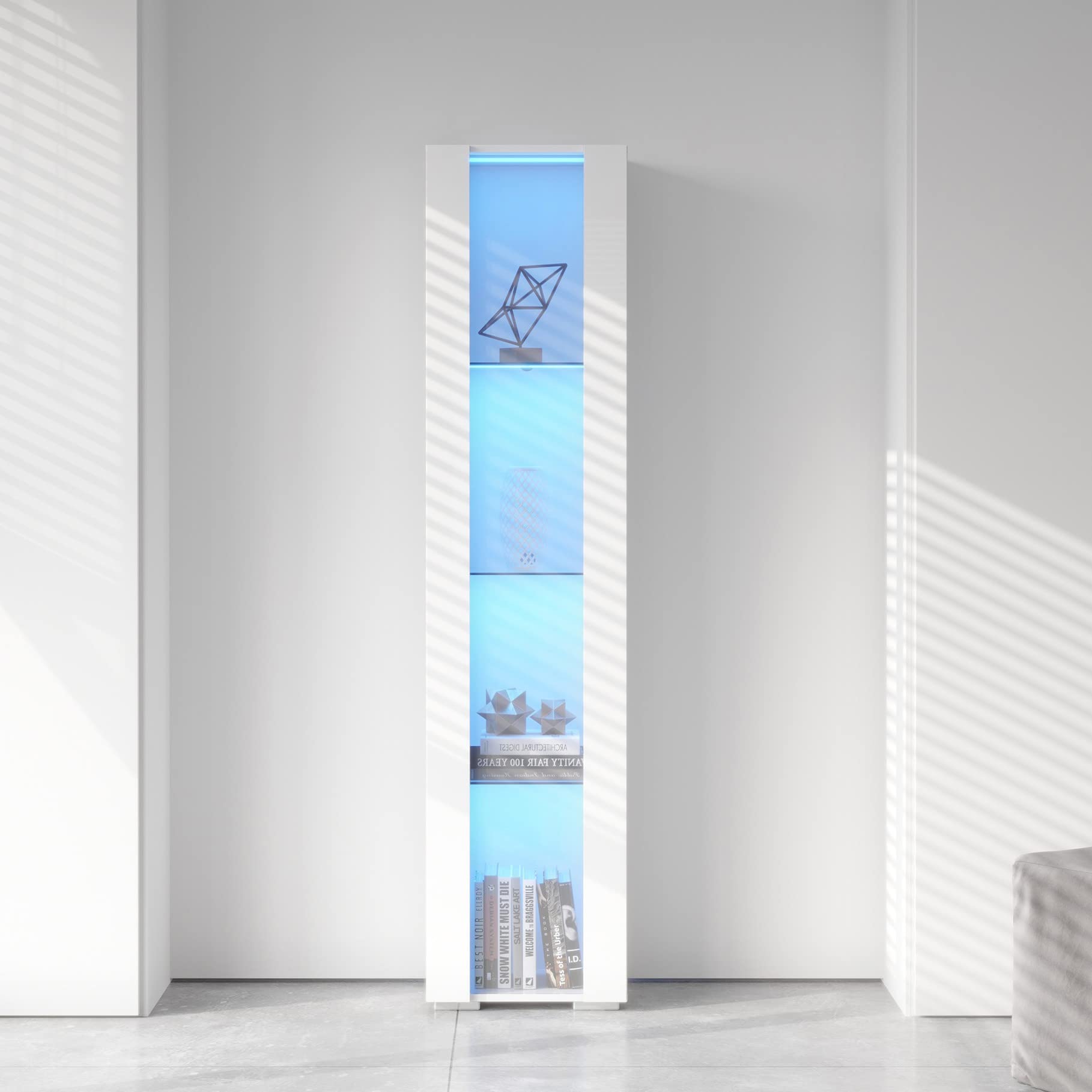 Modern LED Display Cabinet with Glass Shelves & Doors - 67