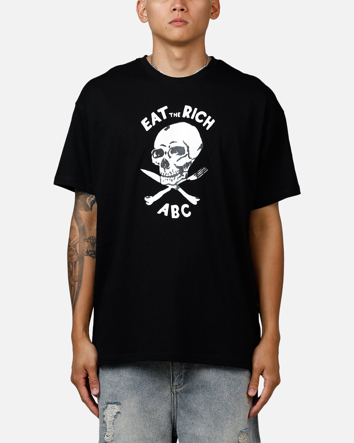 ABC Skull Graphic T-Shirt for Men & Women - Black Cotton Tee - Perfect for Halloween, Concerts & Streetwear Fashion