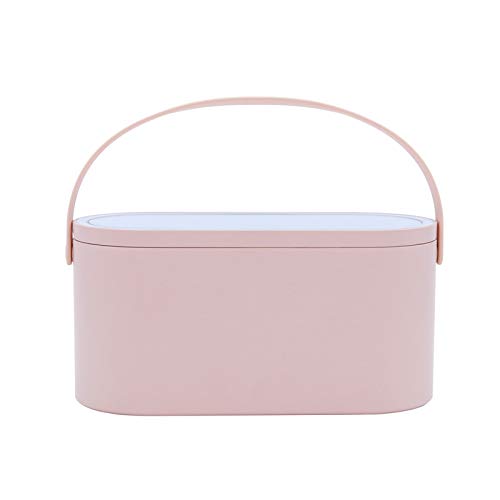 BFYCHYC Travel Makeup Organizer Box with LED Mirror - Pink Portable Cosmetic Case with Touch Switch | Perfect for Home, Travel & Professional Makeup Artists | Compact Storage for Brushes, Palettes & Beauty Essentials