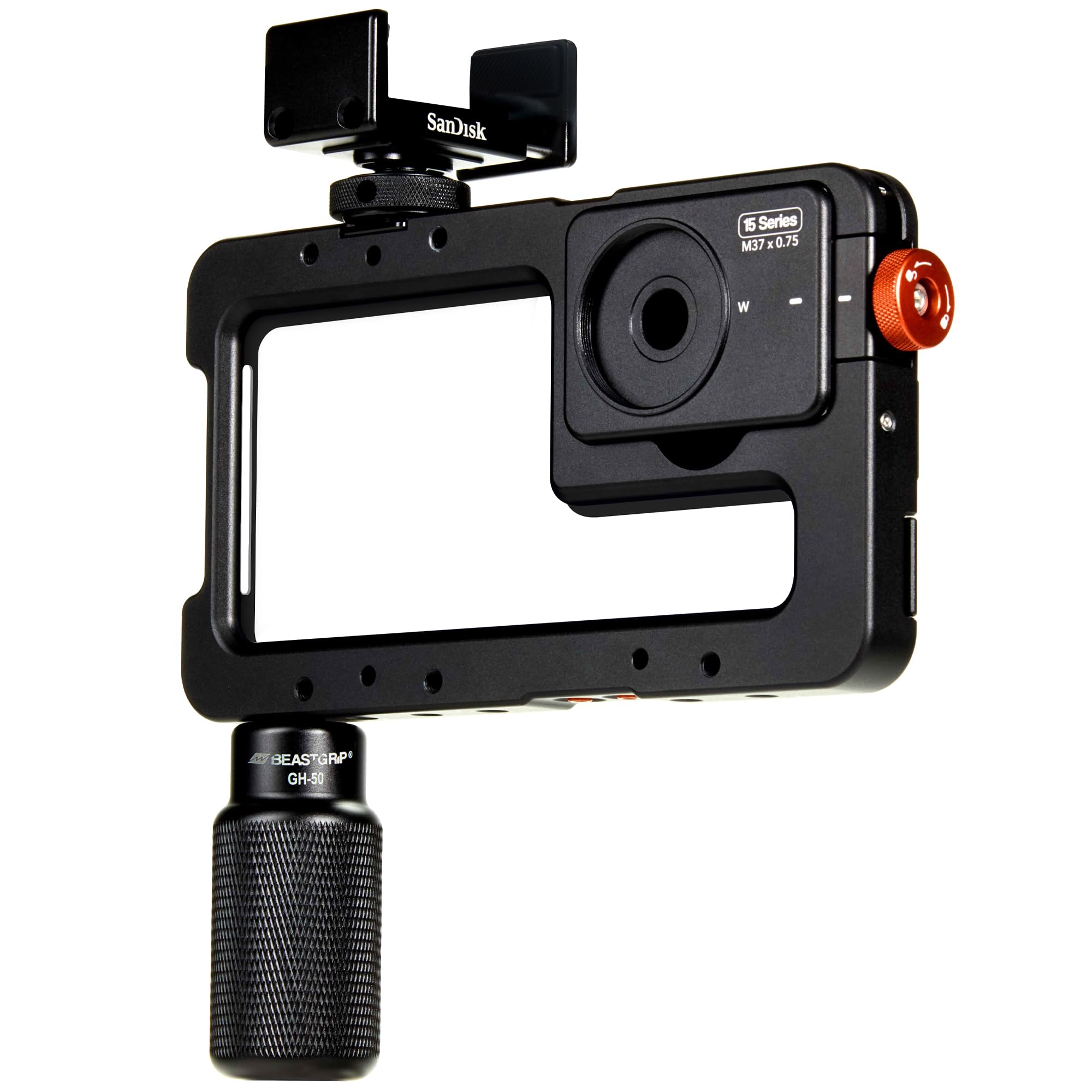 BEASTGRIP x SanDisk Beastcage iPhone 15 Pro Max Creator Kit - iPhone 15 Pro Max Cage, Handle & SSD Mount - Professional Video Rig for Filmmaking, Vlogging & Content Creation - Perfect for YouTube, TikTok & Social Media Videos