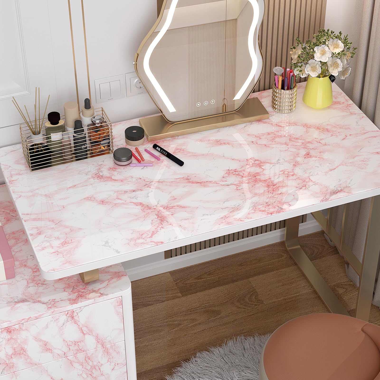 YENHOME Pink Marble Peel and Stick Wallpaper - Waterproof Self-Adhesive Contact Paper (17.7