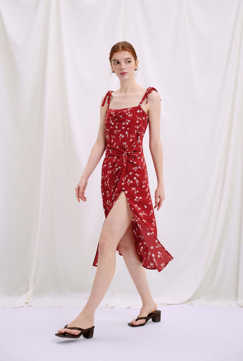 Lorraine Dress - Red Floral Print Women's Summer Dress | Perfect for Beach Vacations, Date Nights & Outdoor Parties