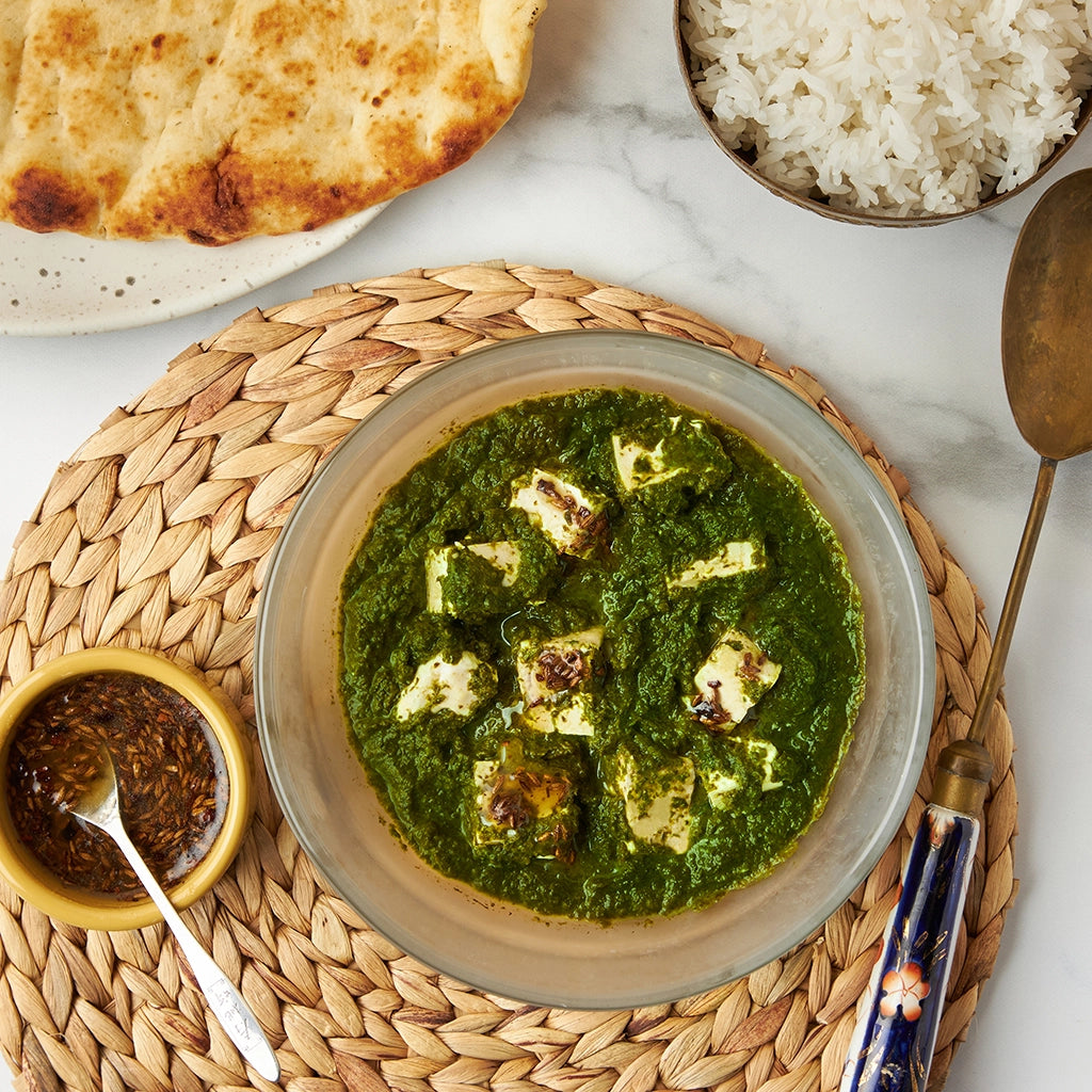 Spinach and Feta Dish Cooked Like Saag Paneer - Easy Indian-Inspired Recipe for Dinner Parties & Vegetarian Meals