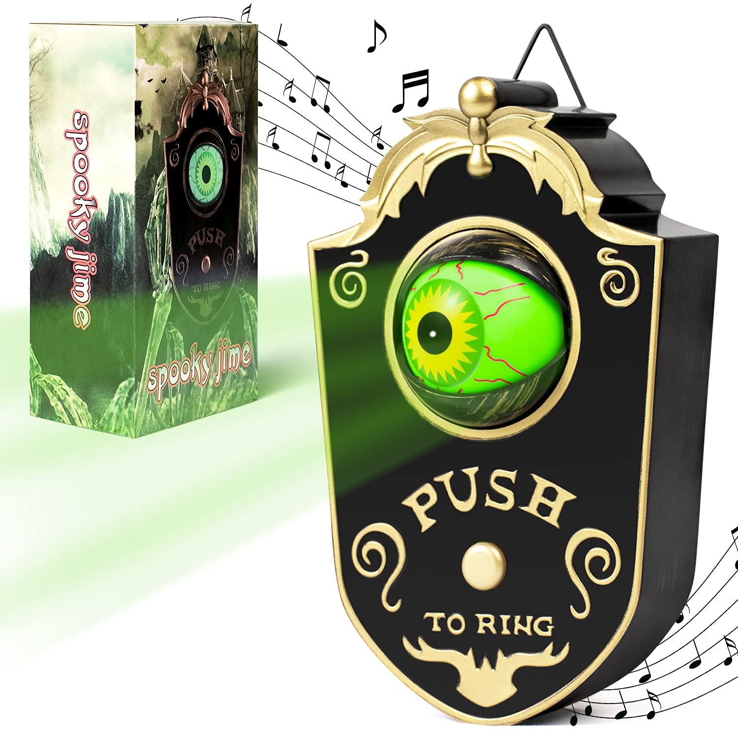 Halloween Animated Talking Eyeball Doorbell - Glowing Scary Outdoor Decor for Spooky Halloween Party, Haunted House & Trick-or-Treating