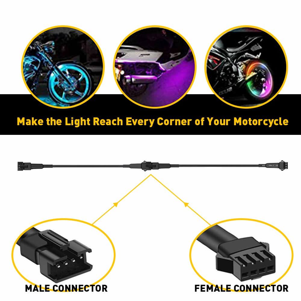 4 Pin RGB LED Strip Extension Cable Connector - 1.5M Length for Rock Lights, Glow Effects | Perfect for Car Underglow, Home Decoration & DIY Lighting Projects
