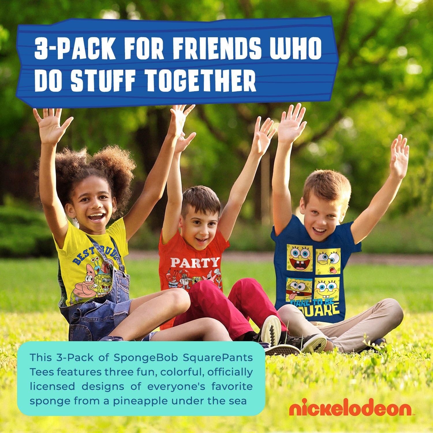 SpongeBob SquarePants Graphic T-Shirt Set - Patrick Star, Squidward, Plankton & Gary Character Outfits for Toddlers & Kids | Birthday Gift, Cartoon Costume Party, Casual Wear