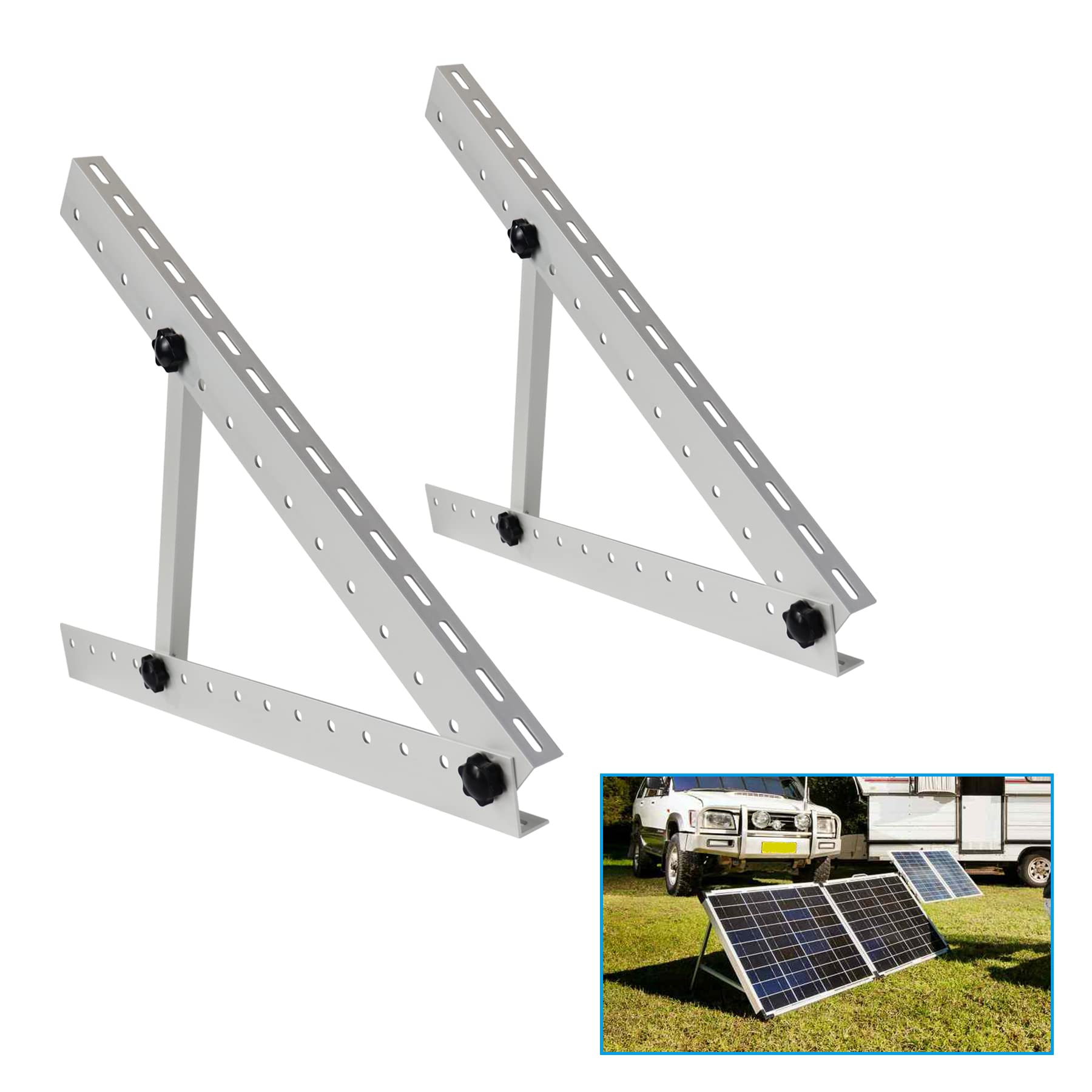 Premium Solar Panel Mount Brackets - Adjustable & Foldable 28in Tilt Stand for RV, Boat, Roof & Off-Grid Use - Supports Up to 200W Solar Panels - Perfect for Camping, Marine & Home Solar Systems