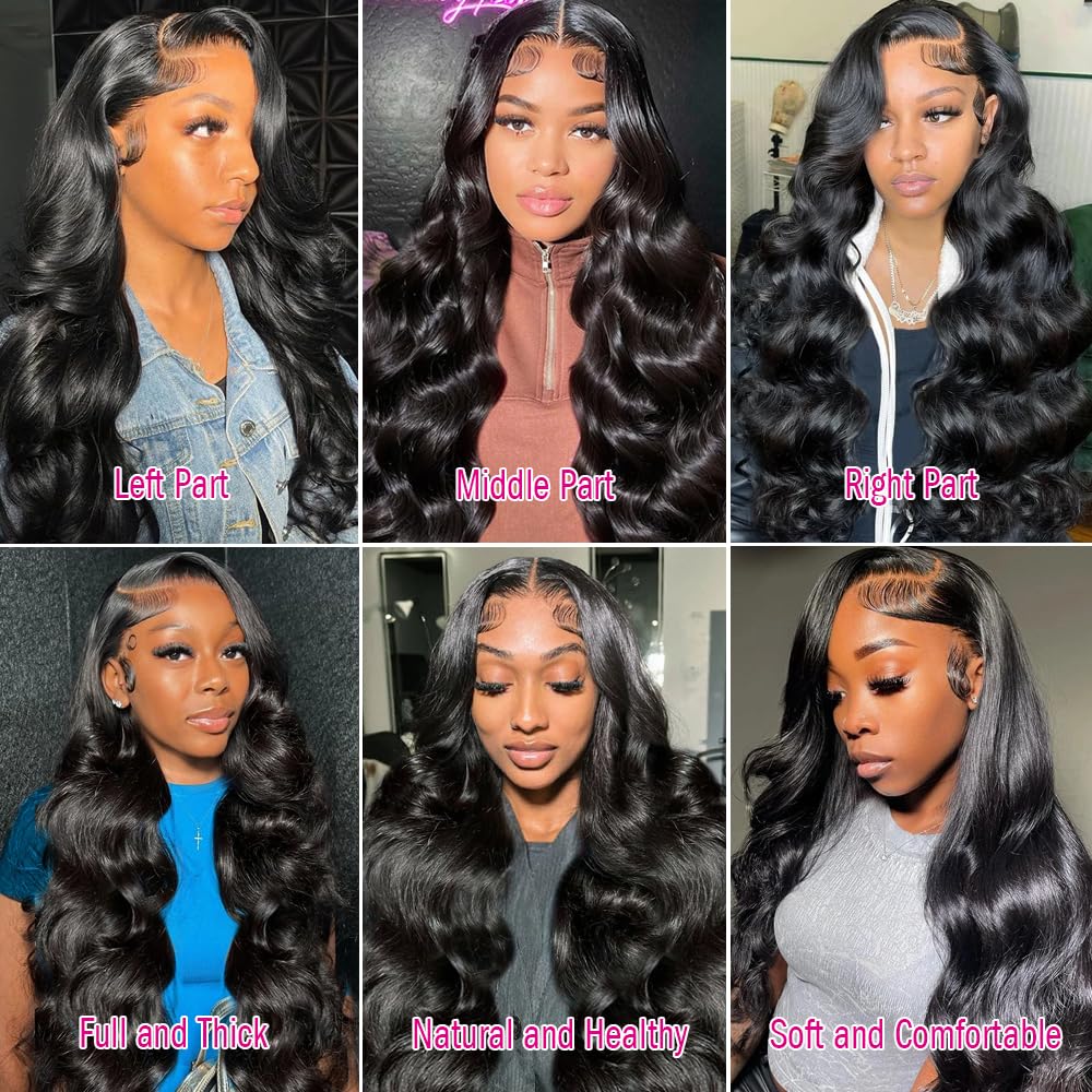 13x4 HD Lace Front Body Wave Human Hair Wigs for Women - 180% Density Glueless Wig with Pre-Plucked Hairline (34 Inch) - Perfect for Daily Wear, Parties, and Special Occasions
