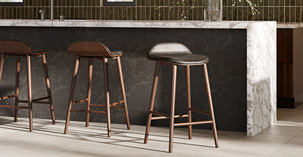 Notello Leather Counter Stool - Modern Bar Stool with Adjustable Height, PU Leather Seat & Metal Base - Perfect for Kitchen Island, Breakfast Bar & Home Decor