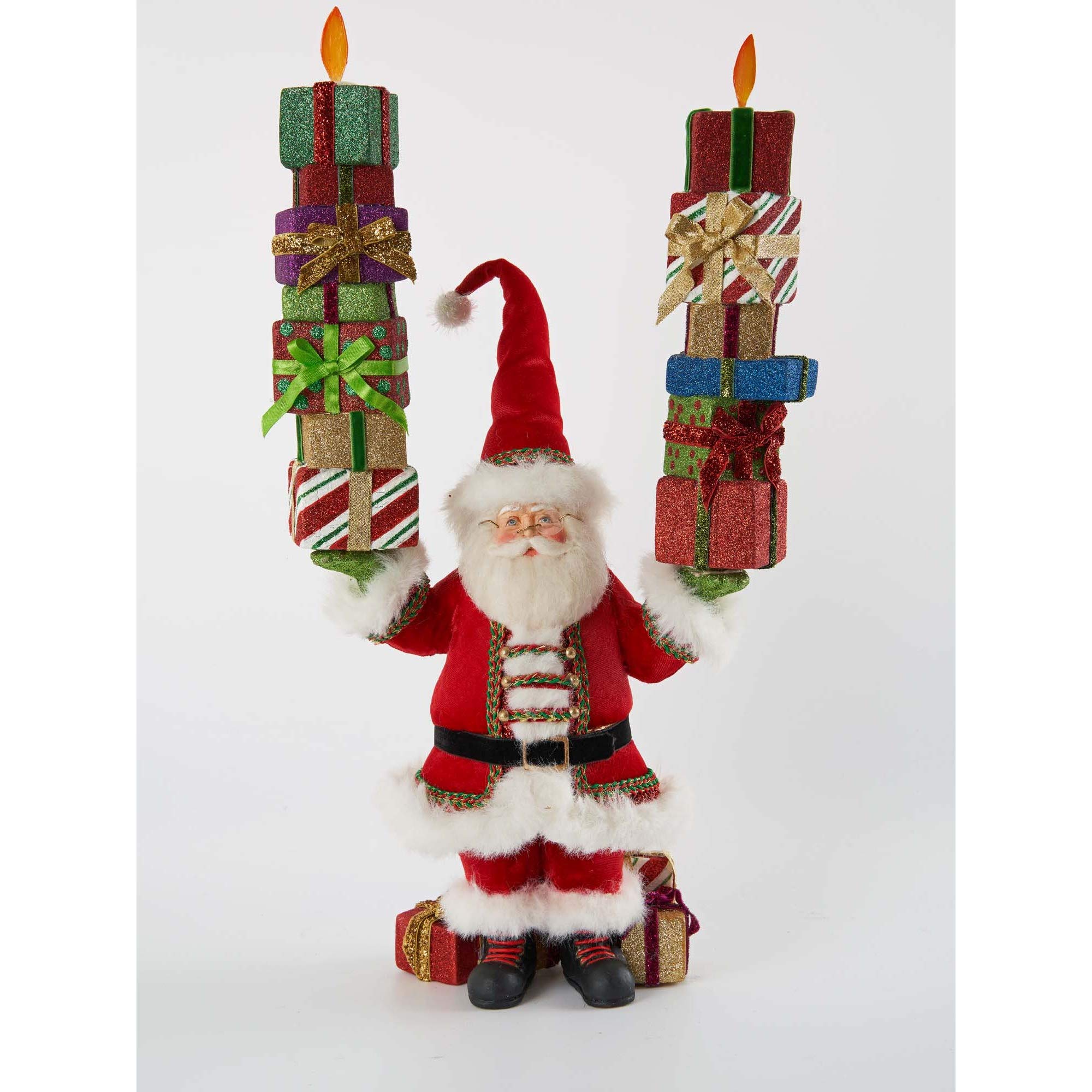 Katherine's Collection 2021 Santa Tabletop Candle Holder - Festive Christmas Decor for Holiday Home, Mantel & Dining Table Centerpiece
