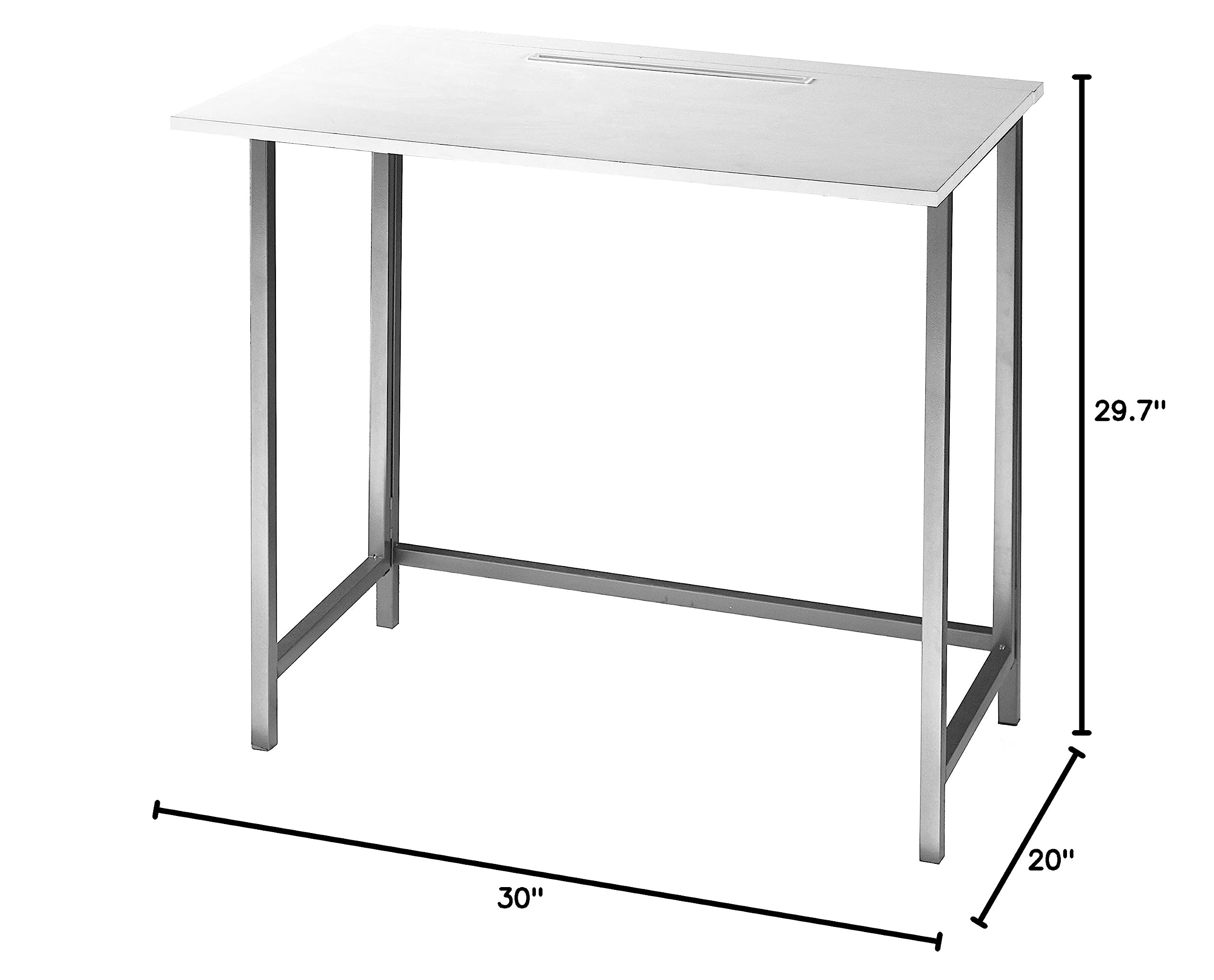 No-Tools Assembly Folding Desk with Tablet Slot - Compact Urban Workspace Solution for Small Apartments, Dorm Rooms & Home Offices - White Modern Study Desk