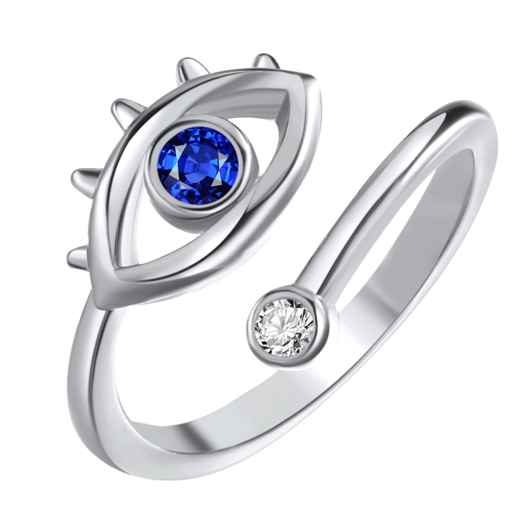 Evil Eye Ring for Women - Adjustable Cubic Zirconia Blue Eye Wrap Ring for Protection & Good Luck | Perfect for Everyday Wear, Gifts & Spiritual Jewelry Collection