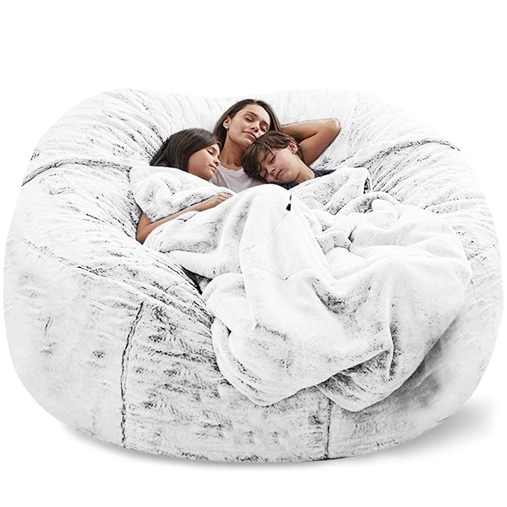 WXQY Extra Large Bean Bag Chair Cover - Washable & Removable Slipcover for Kids & Adults, No Filler Needed, Pink/Black with Zipper - Perfect for Living Room, Game Room & Dorm Decor