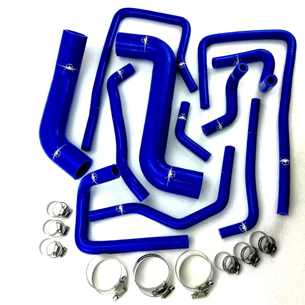 High Performance Silicone Radiator & Heater Hose Kit for 2002-2007 Subaru WRX STI (GDA/GDB/GG) EJ20 EJ25 Ver 7/8/9 - Blue with Clamps Set - Perfect for Engine Cooling System Upgrades & Performance Tuning