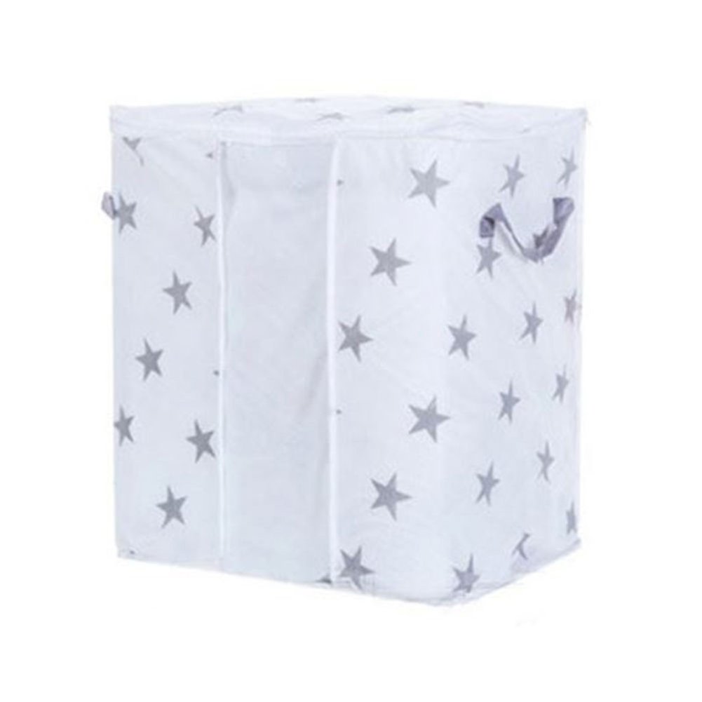 Colorful Foldable Quilted Clothes Storage Bag - Space Saving Closet Organizer with Zipper for Blankets, Sweaters & Seasonal Items (Star Pattern, Size Small) - Perfect for Bedroom, Closet & Travel Organization