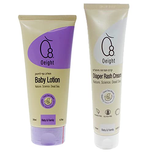 Oeight Diaper Rash Cream & Baby Lotion Set - 100% Natural with Dunaliella Salina & Dead Sea Minerals | Gentle Skin Moisturizer for Babies | Perfect for Diaper Changes & Daily Baby Care