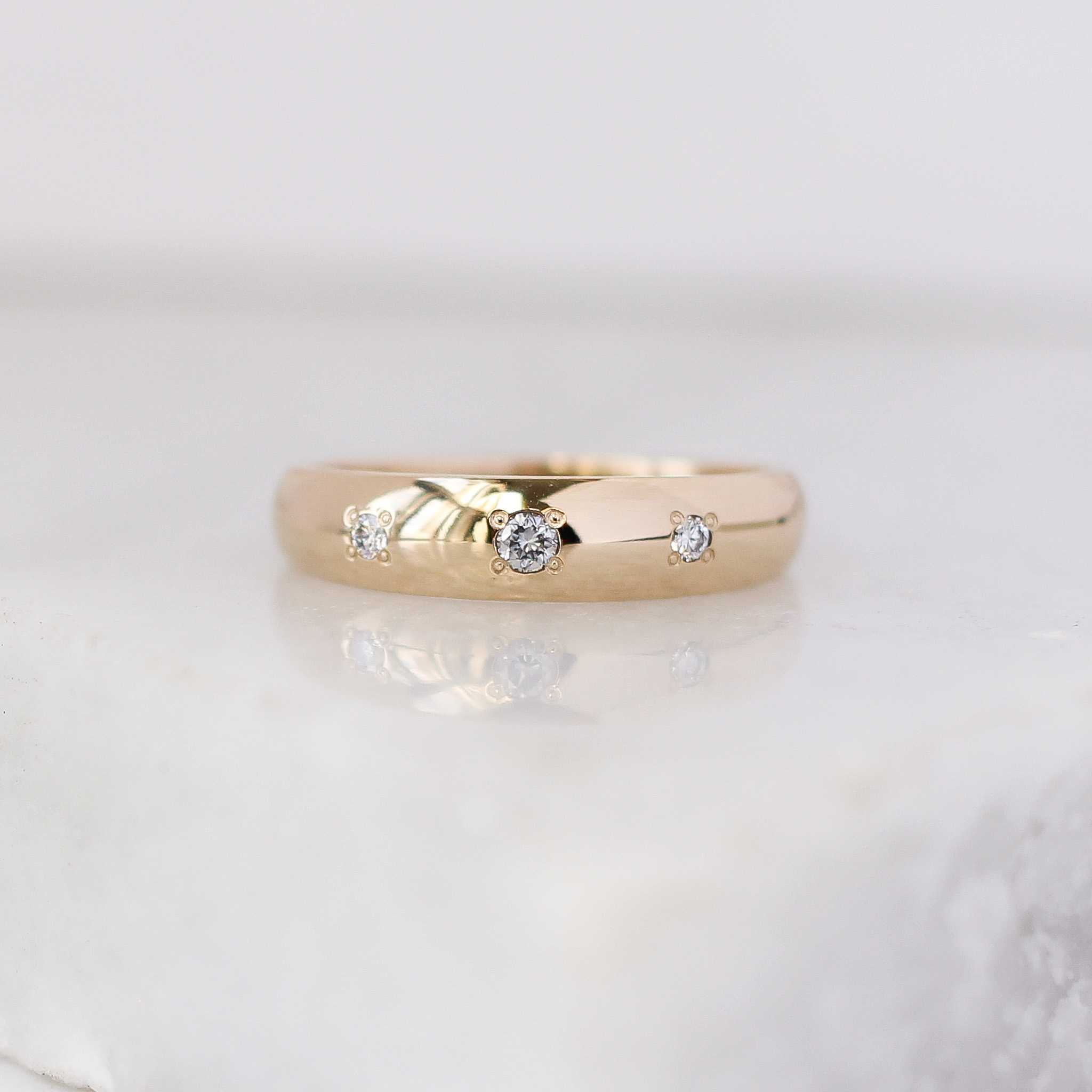 Elegant Domed Diamond Wedding Band Ring for Women - 14K White Gold Bridal Jewelry - Perfect for Engagement, Anniversary & Special Occasions