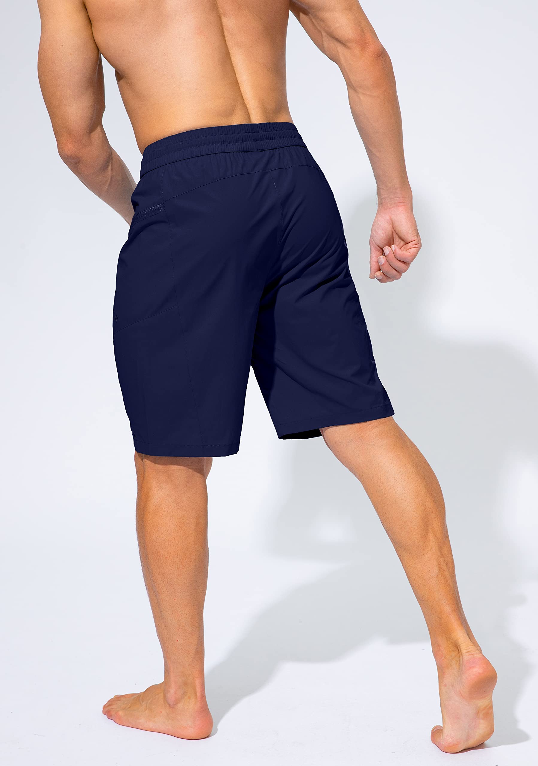 **Men's Quick Dry Swim Trunks with Zipper Pockets - No Mesh Liner Board Shorts for Beach, Pool & Water Sports**