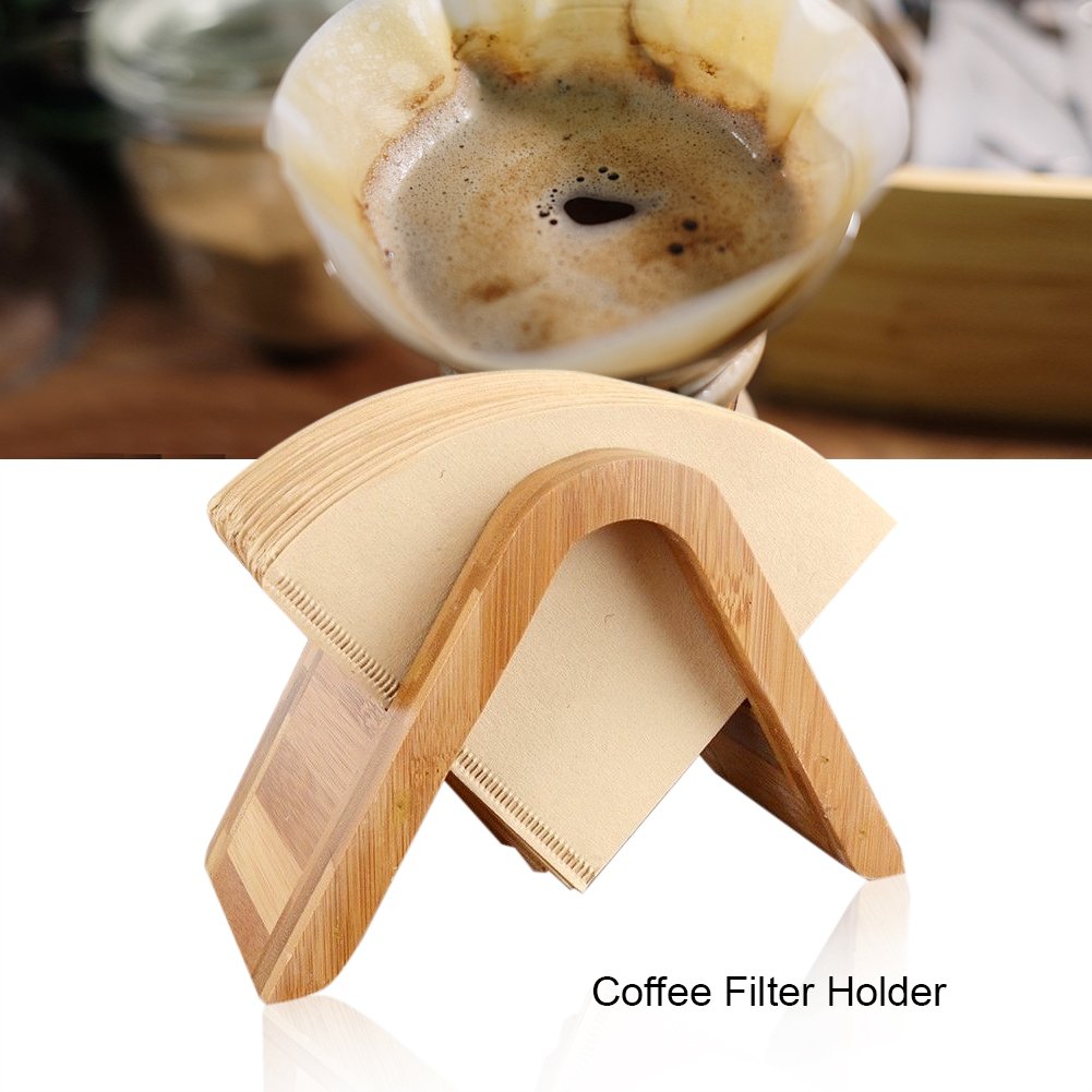 Bamboo Coffee Filter Holder - Organizer & Dispenser for Cone Coffee Filters - Perfect for Home, Kitchen, Bar & Cafes (6.9 x 3.1 x 4.6 Inches) - Keep Your Brewing Station Neat & Tidy