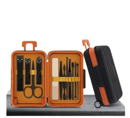 Kreni Professional Manicure Kit - Nail Clippers, Nail Files & Grooming Tools in Travel Case (Orange) | Portable Nail Care Set for Home, Salon & Travel Use