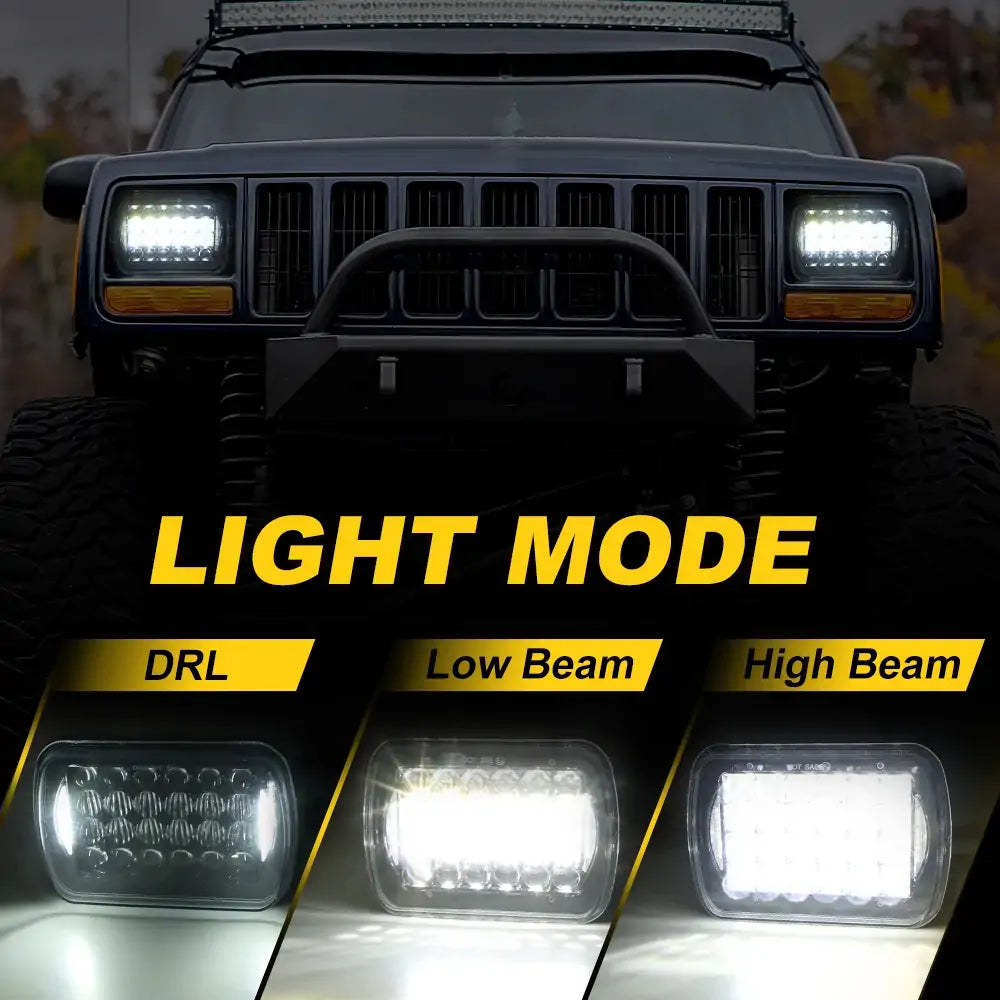 5x7 72W LED Headlight Replacement for Sealed Beam with DRL - High Brightness, Energy Efficient, Easy Installation | Perfect for Trucks, Jeeps, SUVs & Off-Road Vehicles | Pair