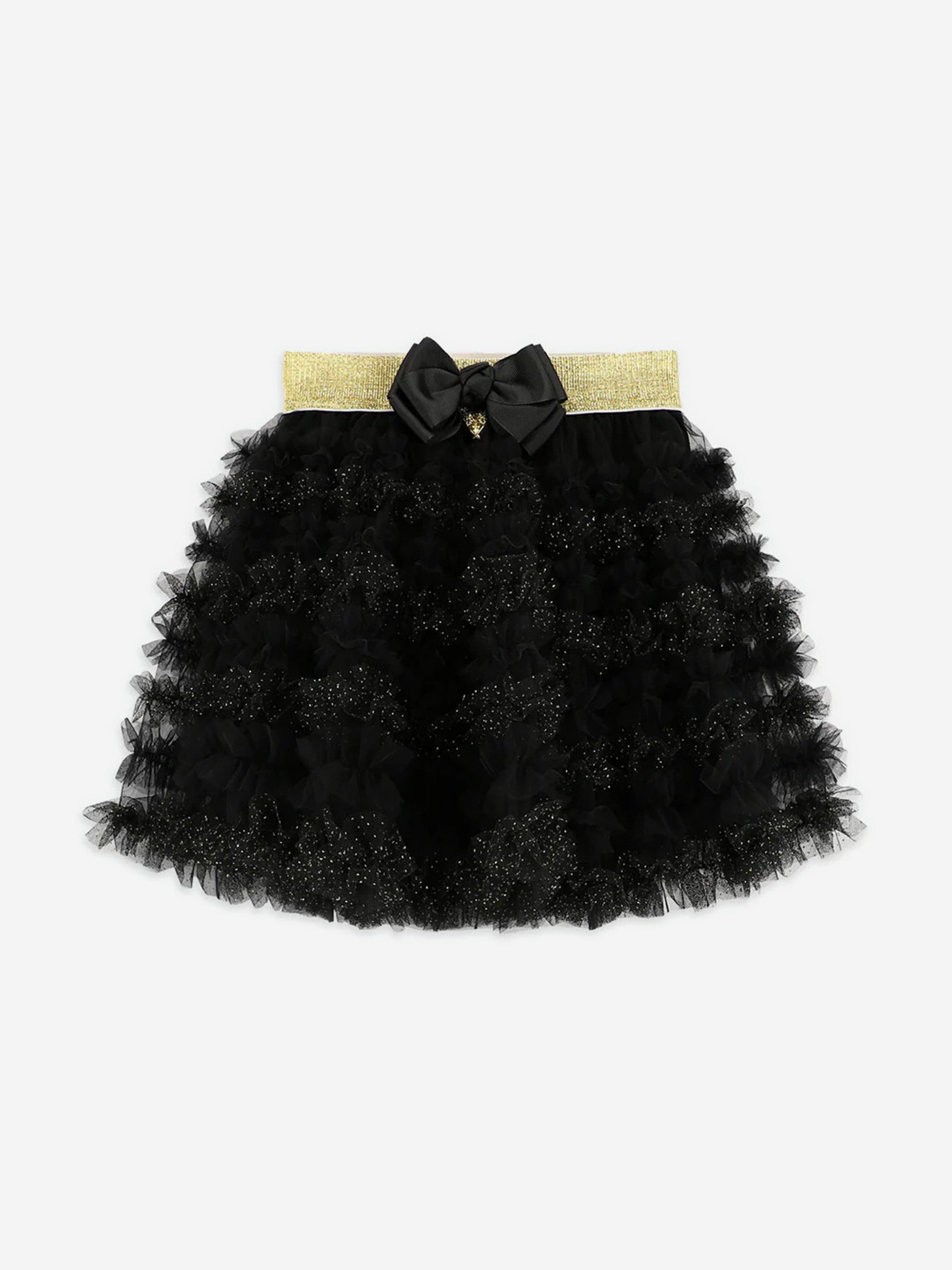 Angels Face Girls Ballroom Ruffle Skirt - Elegant Black Dance Skirt for Ballet, Pageants & Special Occasions