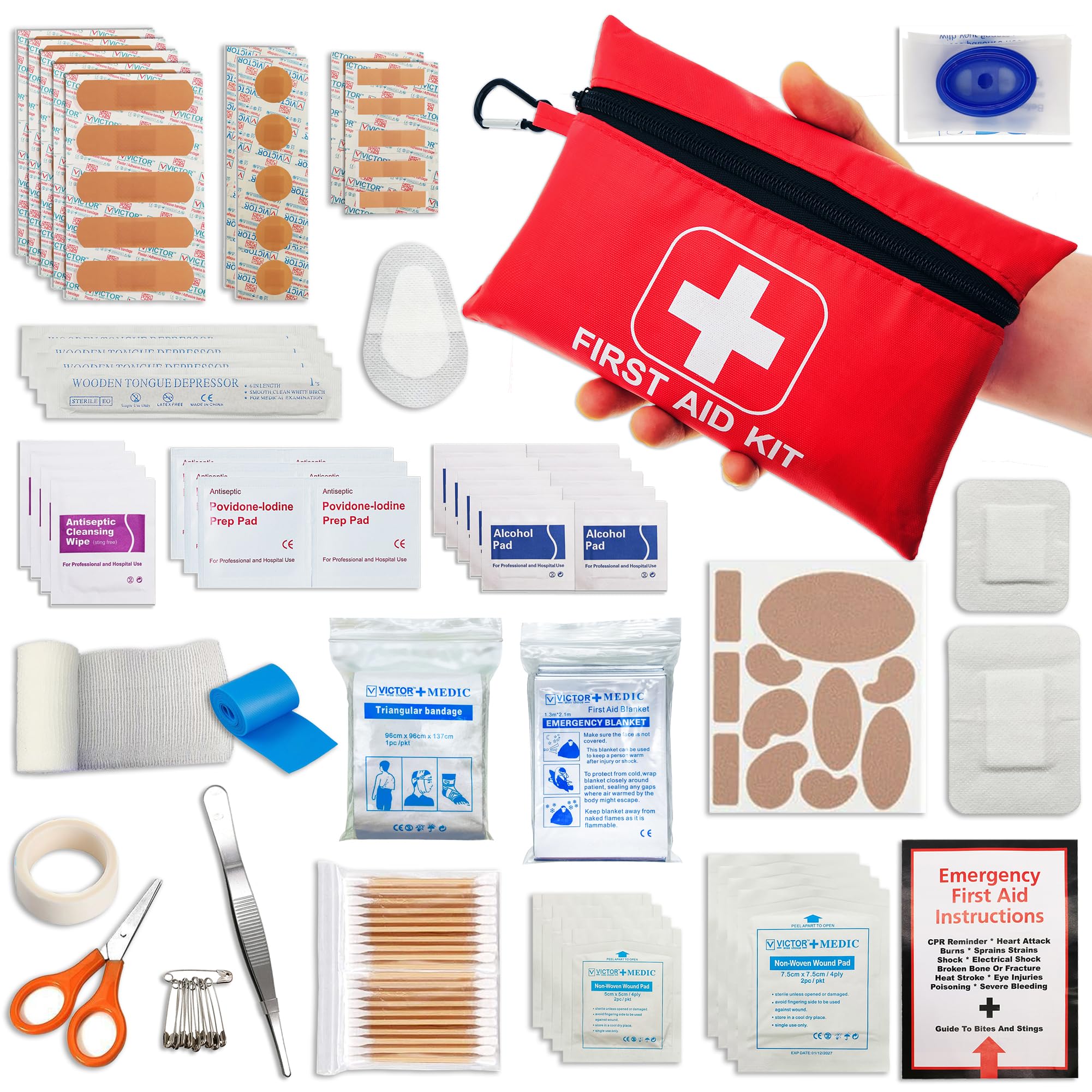 166-Piece Small Emergency First Aid Kit - Clean, Treat & Protect Minor Injuries | Perfect for Outdoors, Camping, Car, Home & Workplace Safety