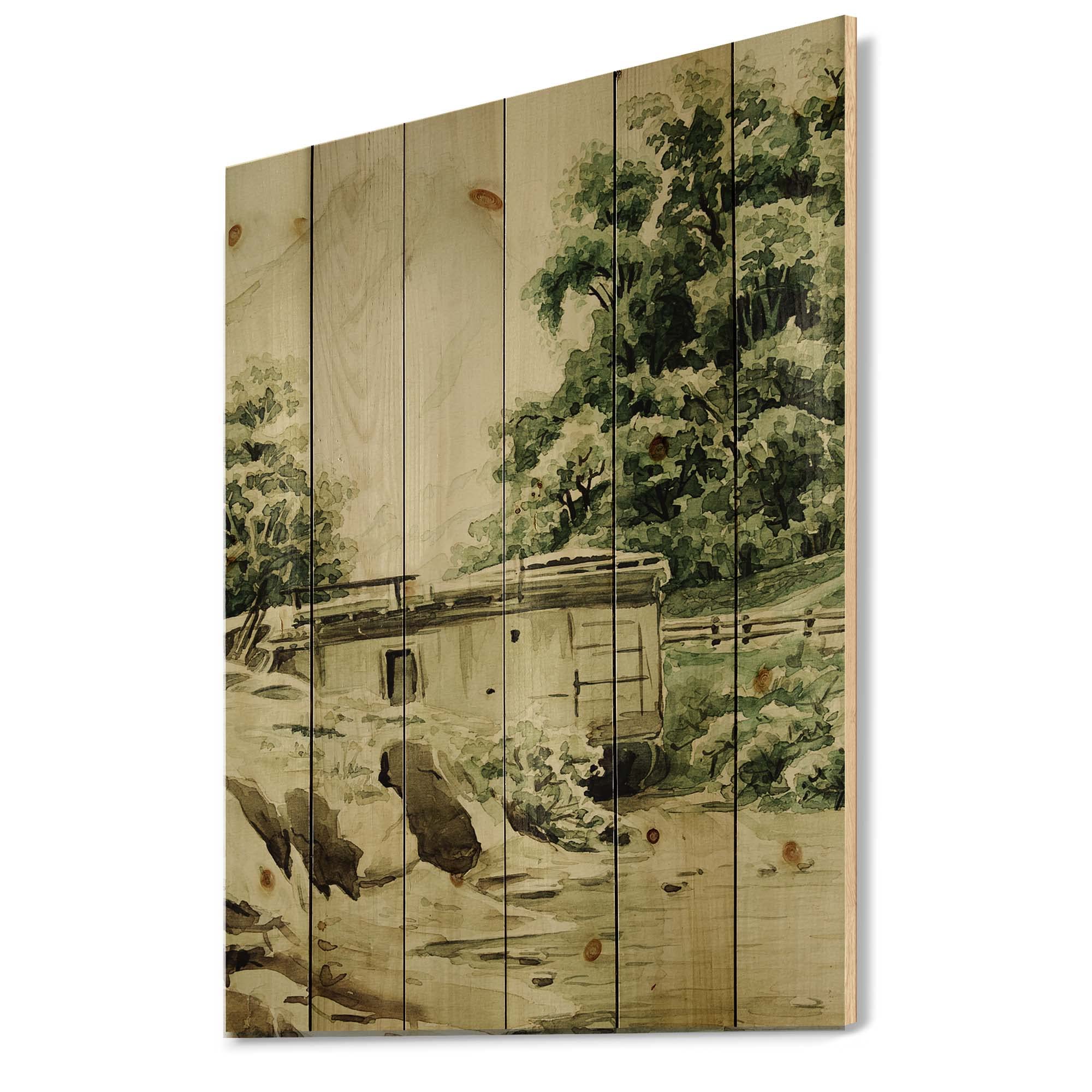 Mountain Cabin & Lodge Wood Wall Decor - Green Wood Wall Art, Large Landscape Wood Panels Printed on Natural Pine - Perfect for Rustic Home, Cabin, or Lodge Decor