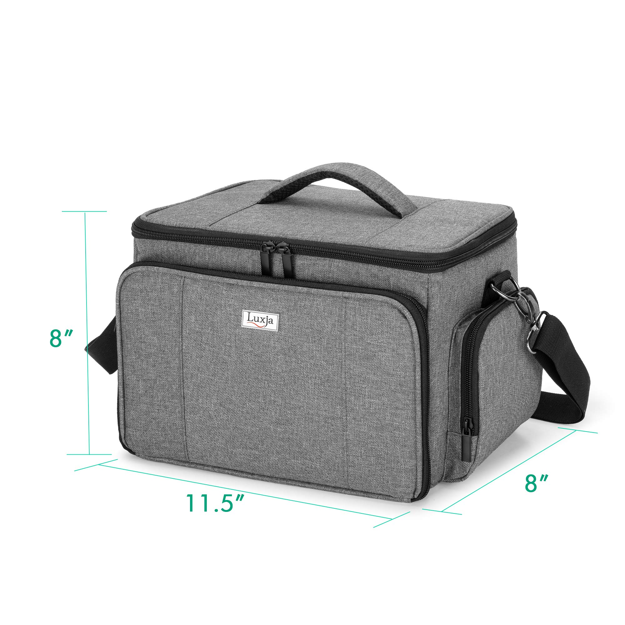 Luxja High Capacity Sewing Accessories Organizer Bag with Adjustable Shoulder Strap - Patent Design Gray Sewing Supplies Storage for Quilting, Embroidery & Craft Projects at Home or Travel