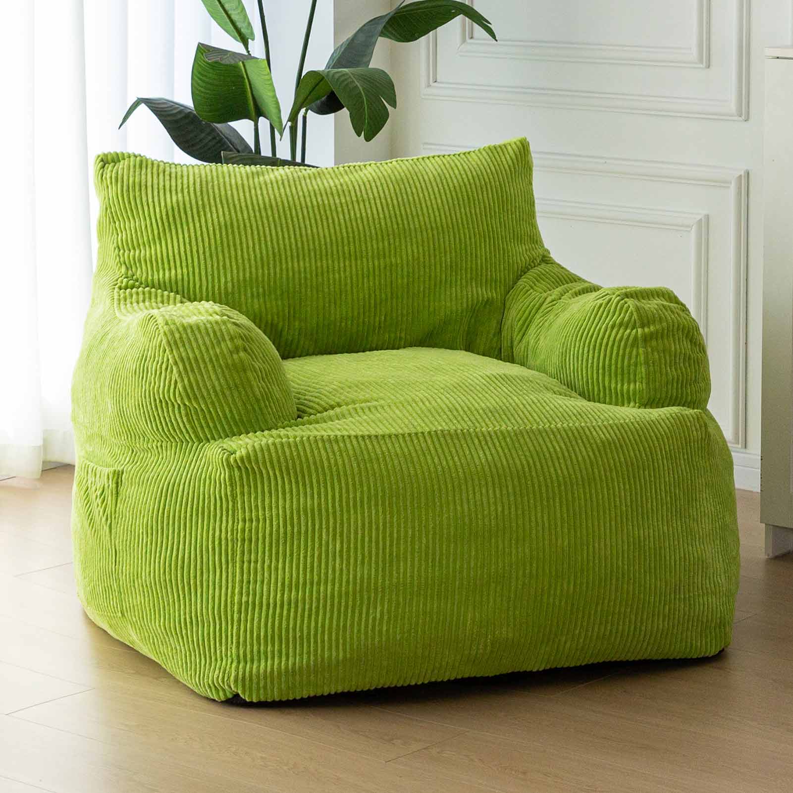 MAXYOYO Giant Bean Bag Chair - Oversized Stuffed Bean Bag Couch for Living Room, Bedroom & Game Room - Soft Green Comfortable Lounger for Adults & Teens - Perfect for Relaxing, Gaming & Movie Nights