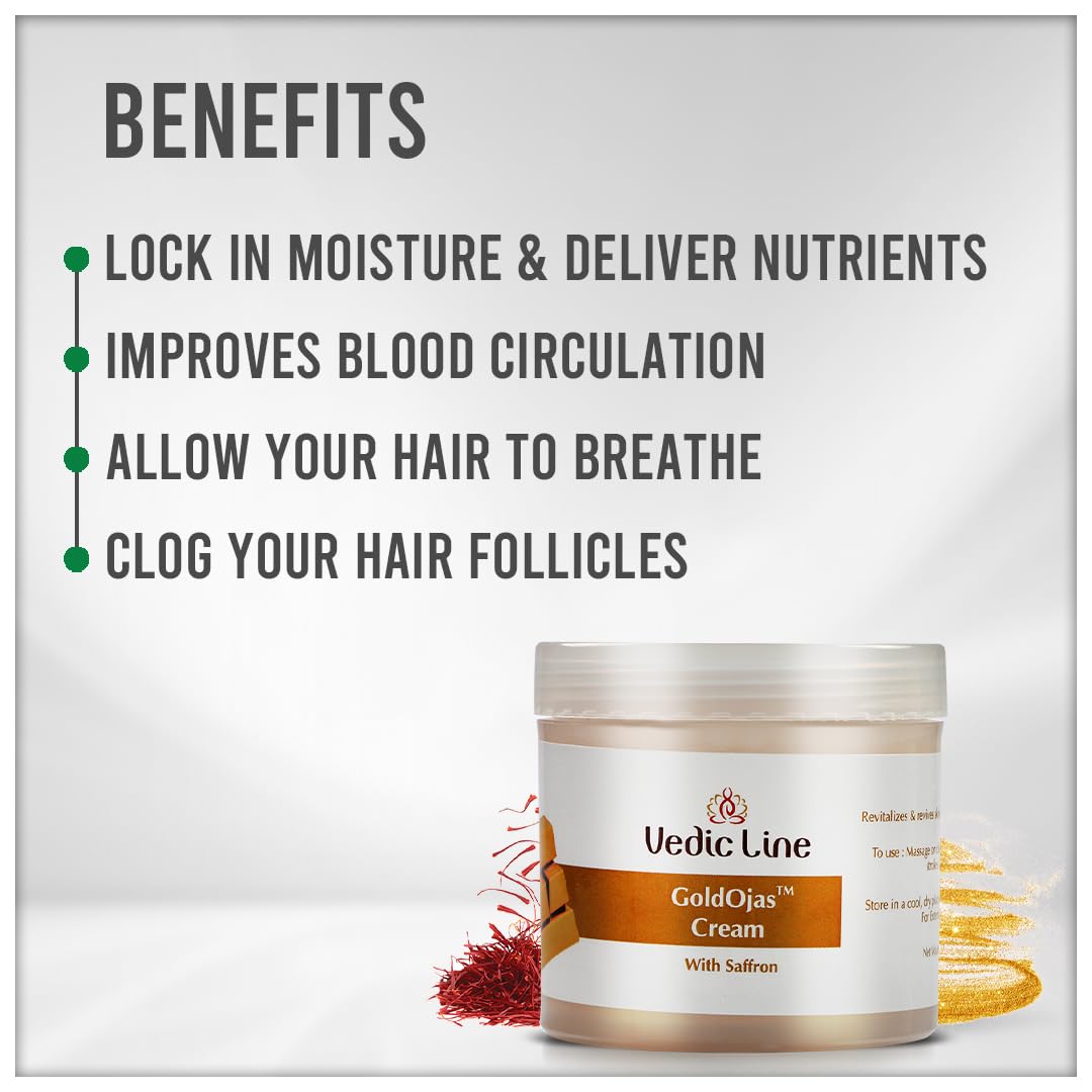 Vedicline Gold Ojus Anti-Aging Massage Cream with Almond Oil & Olive Oil - Reduces Wrinkles, Improves Skin Elasticity & Smoothness with 24K Gold Dust - 100ml Luxury Face & Body Cream for Spa Nights & Self-Care Routines