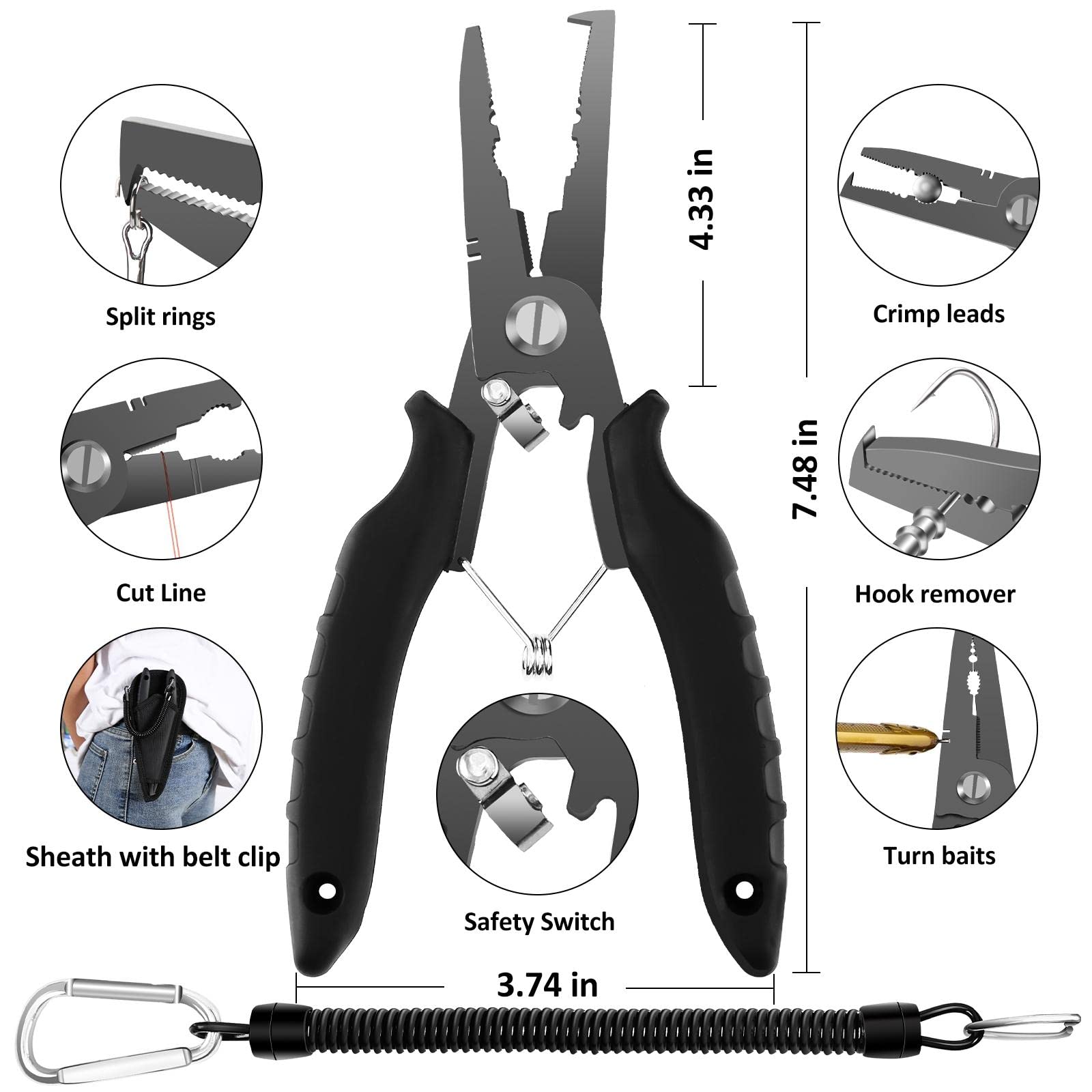 **Premium Fishing Tool Kit - Stainless Steel Fishing Pliers, Hook Remover, Fish Gripper, Scale & Knife | Saltwater & Freshwater Fishing Gear with Sharpeners | Ideal Gift for Anglers & Outdoorsmen | Perfect for Boat, Shore & Ice Fishing Adventures**