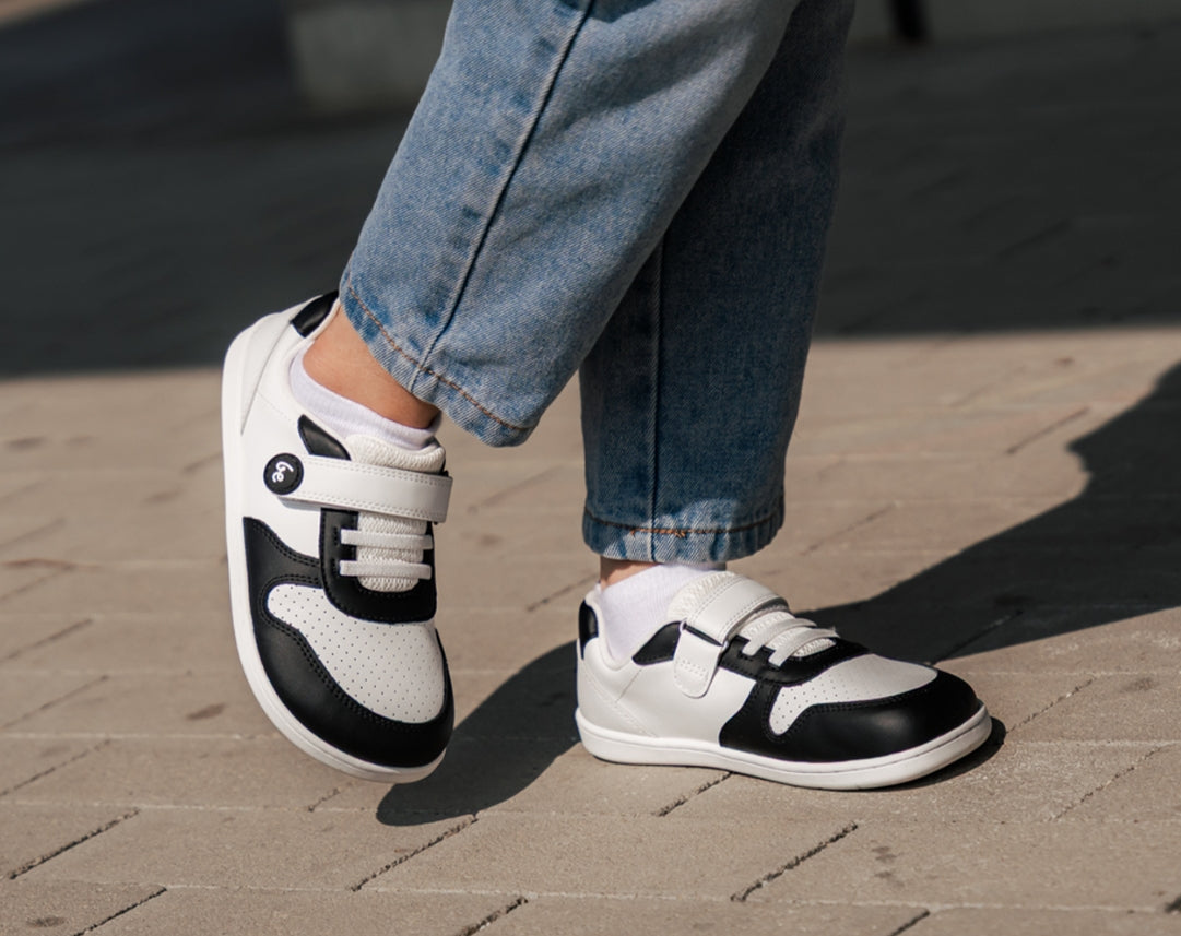 Be Lenka Scoot Kids Barefoot Sneakers for Boys & Girls - Lightweight White & Black Minimalist Shoes - Perfect for School, Play & Outdoor Activities