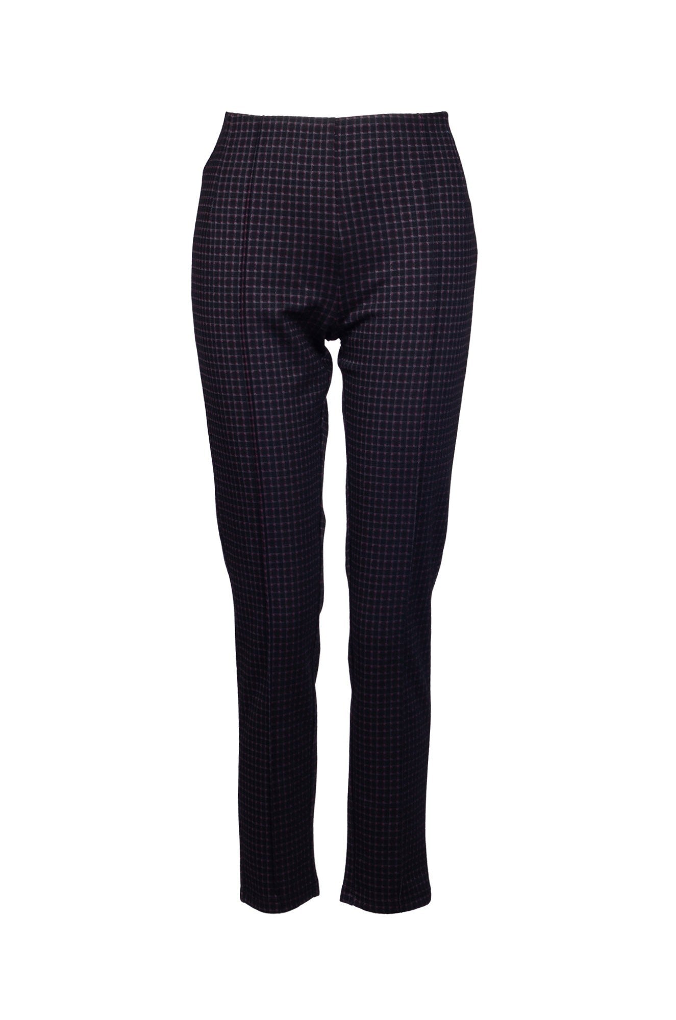 Jacquard Pull-On Short Pants for Women - Berry Navy Mini Check Pattern | Comfortable Stretch Fabric | Perfect for Summer, Beach & Casual Wear