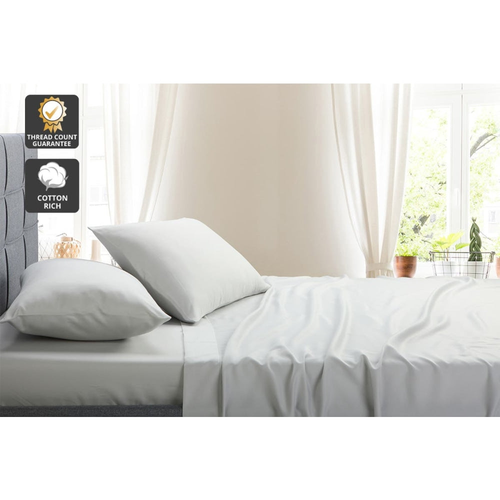 1000 Thread Count Cotton Rich Bed Sheet Set - Silver Grey, Queen Size - Ultra Soft & Breathable for a Comfortable Night's Sleep - Perfect for Master Bedrooms, Guest Rooms & Luxury Hotels