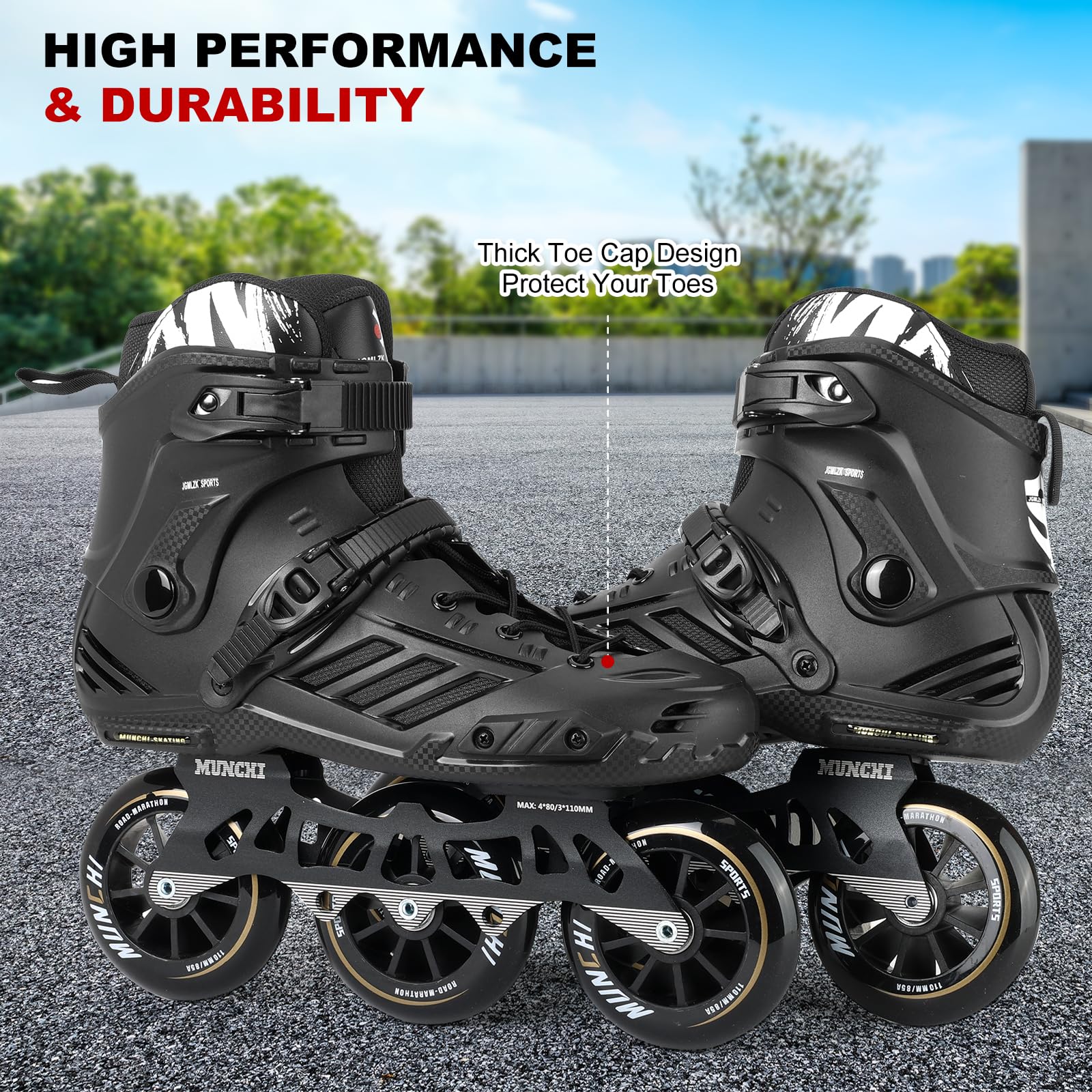 Professional 3 Wheel Inline Skates for Adults - 3X110mm High-Speed Outdoor Roller Skates for Men & Women | Perfect for Fitness, Training & Urban Skating