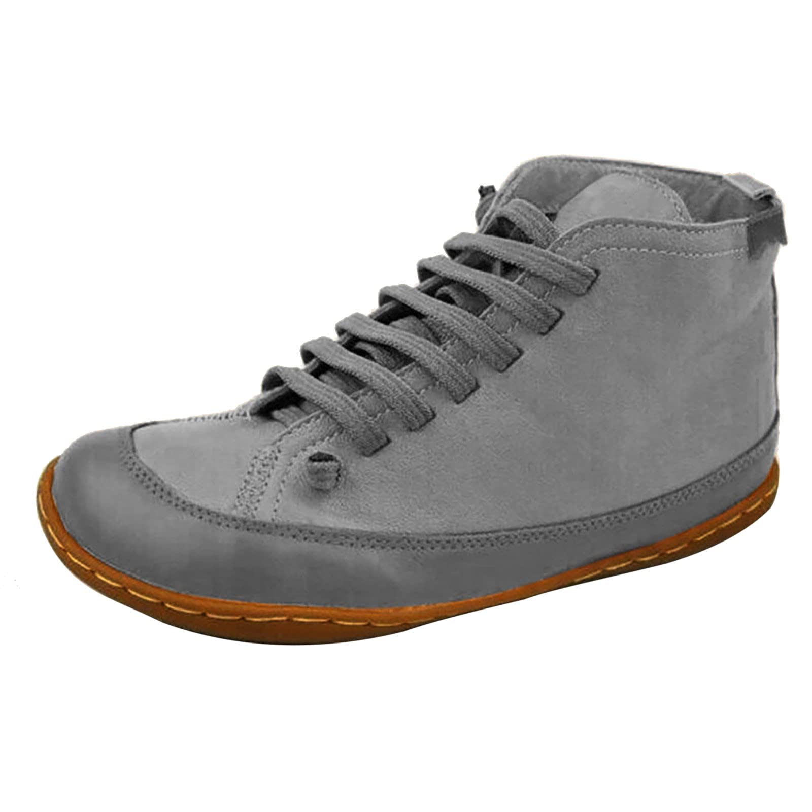Vintage Women's Ankle Boots - Round Toe Slip-On Casual Walking Shoes with Non-Slip Sole | Durable Fall & Winter Hiking Boots for Outdoor Activities, Travel & Everyday Wear