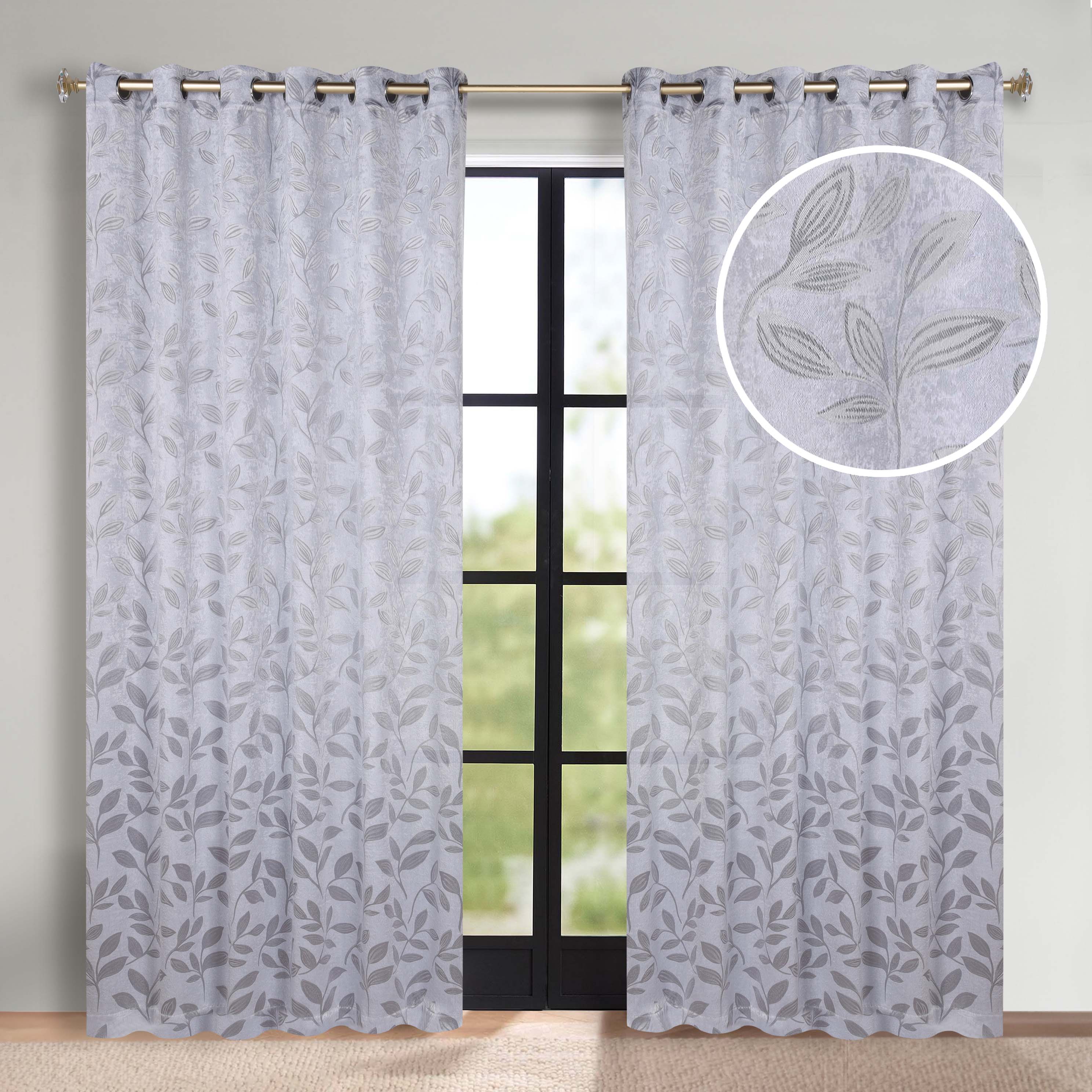 Leaves Grommet Blackout Curtains Set of 2 - Thermal Insulated Room Darkening Drapes for Bedroom & Living Room - Noise Reducing Window Treatment for Home Decor
