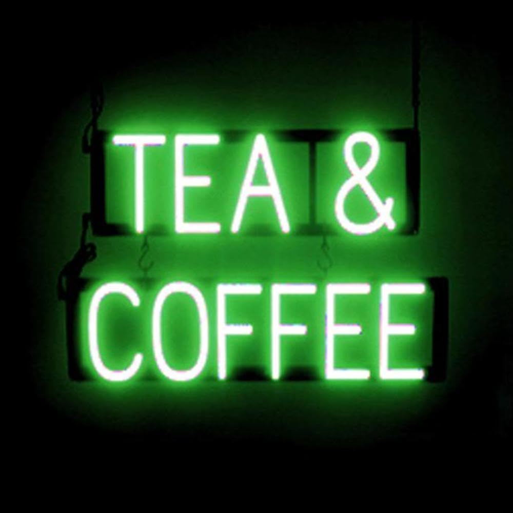SpellBrite LED Neon Coffee Shop Sign - 22.7x15 Inch Green Illuminated Cafe Wall Decor for Tea & Coffee Businesses | Perfect for Coffee Bars, Cafés & Restaurant Décor