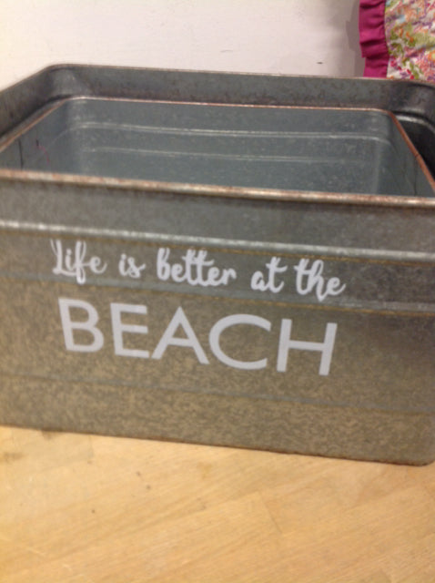 Set of 2 Durable Metal Beach Baskets - Perfect for Sand Toys, Towels & Picnics - Ideal for Beach, Pool & Outdoor Activities