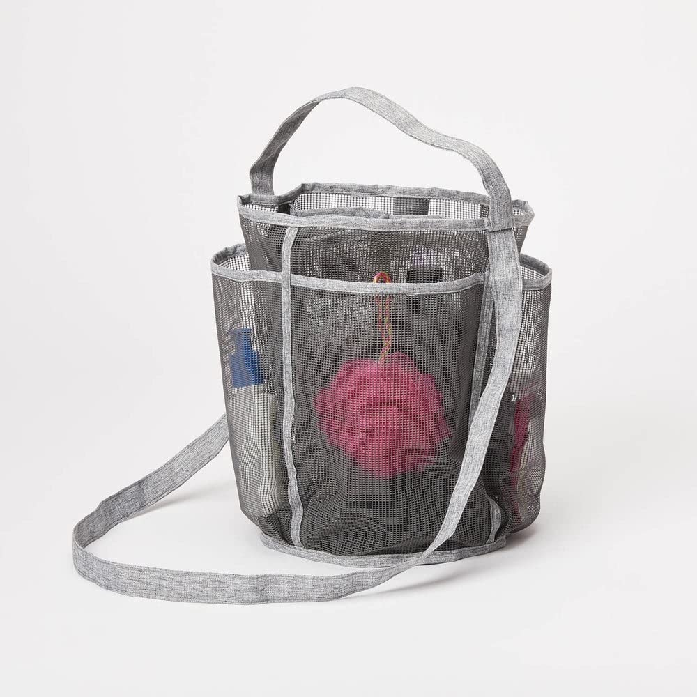 Dormify 7-Pocket Mesh Shower Caddy Tote Bag - Portable Waterproof Bathroom Organizer for College Dorm, Travel & Gym - Hanging Shower Storage with Multiple Pockets