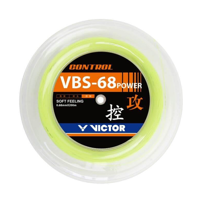 Victor VBS 68 Badminton String Reel (Yellow) - High Performance Nylon String for Badminton Rackets - Perfect for Tournament Play & Training Sessions