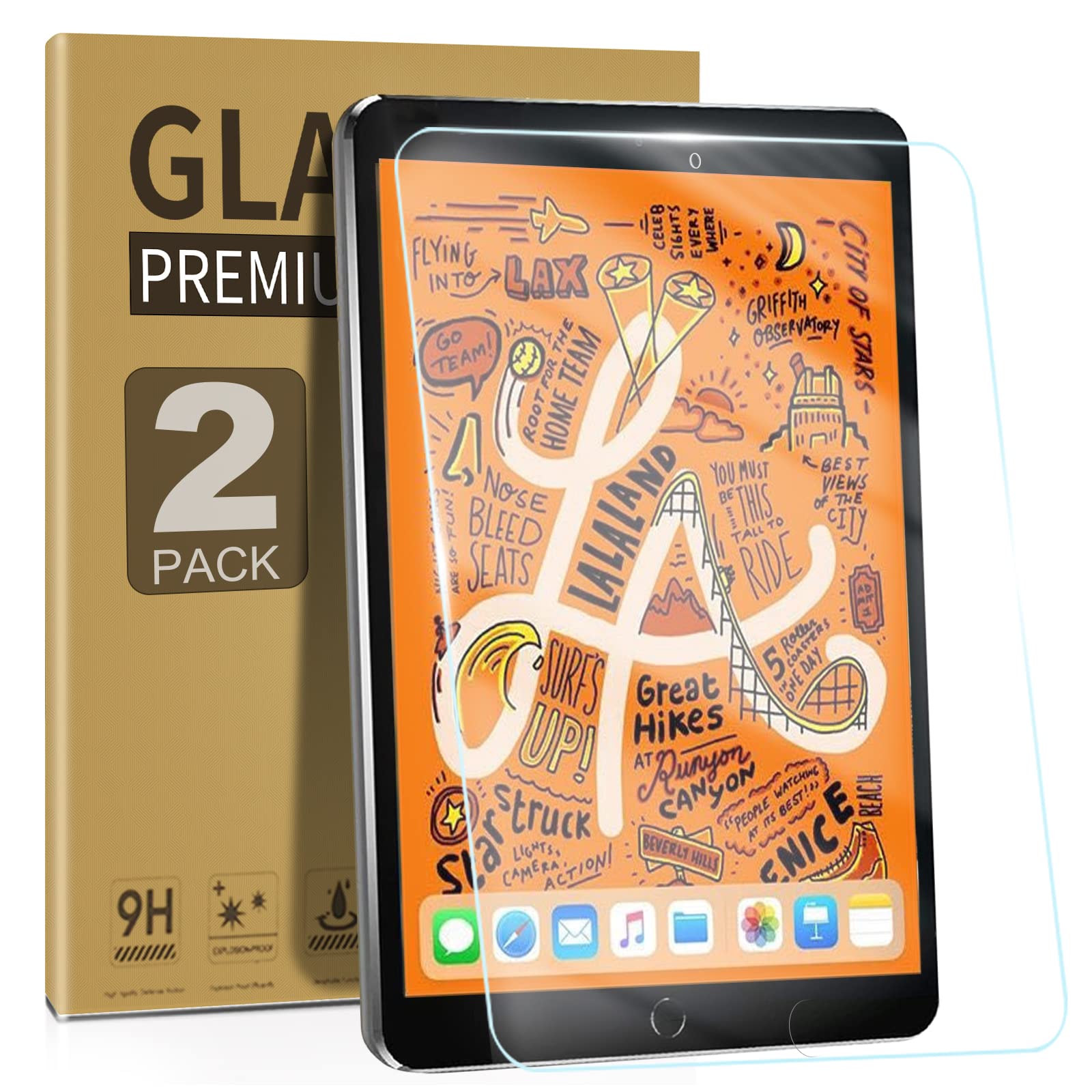 ZenRich [2-Pack] iPad Mini 5 & Mini 4 Tempered Glass Screen Protector - 9H Hardness, Apple Pencil Compatible, Bubble-Free, Case Friendly - Perfect for Work, School & Travel Protection