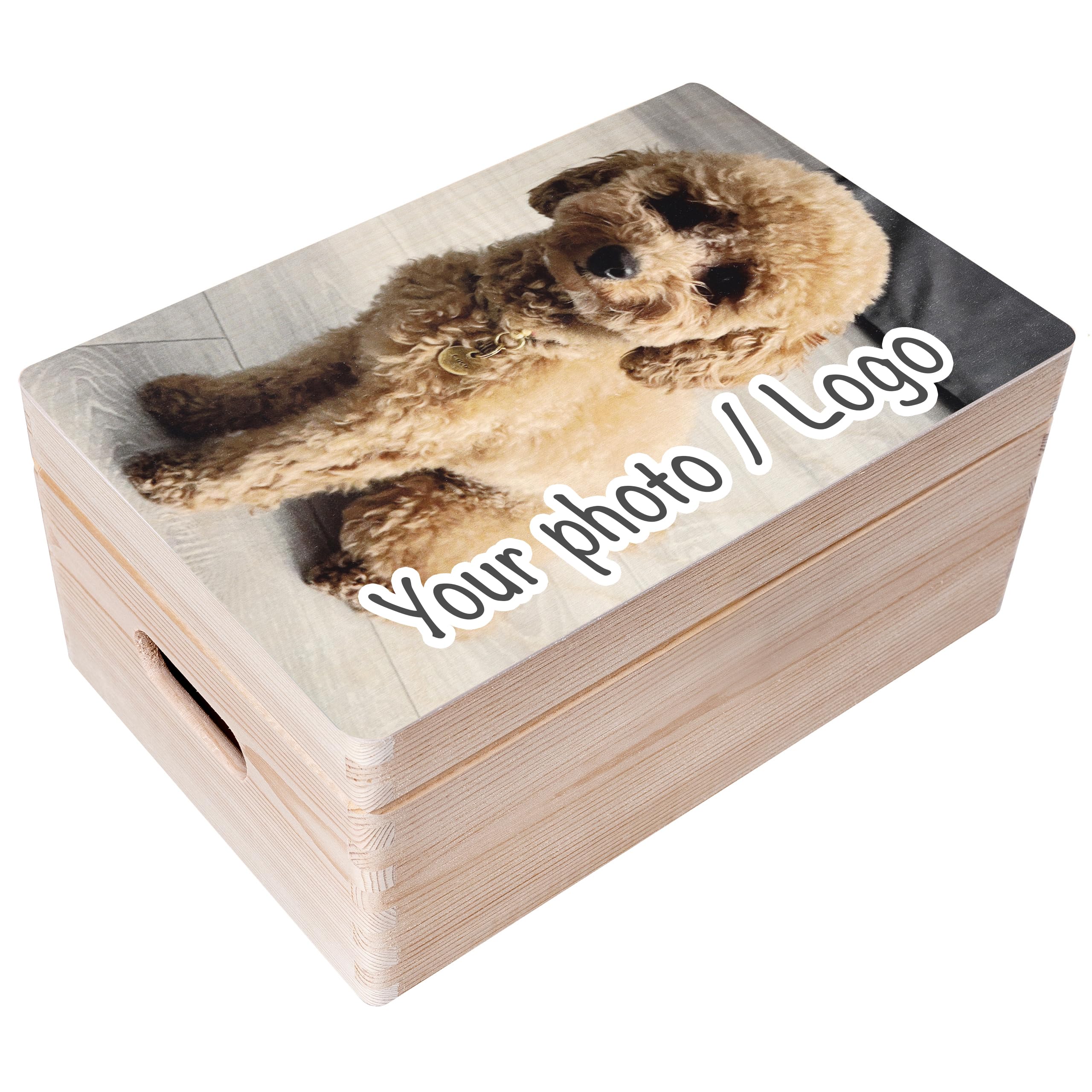 Personalized Wooden Photo Storage Box - 11.8x7.87x5.51 Inch Keepsake Chest with Hinged Lid & Handles - Custom Engraved Memory Box for Wedding, Anniversary, Baby Photos - Unpainted Souvenir Gift Box for Jewelry, Letters, Mementos