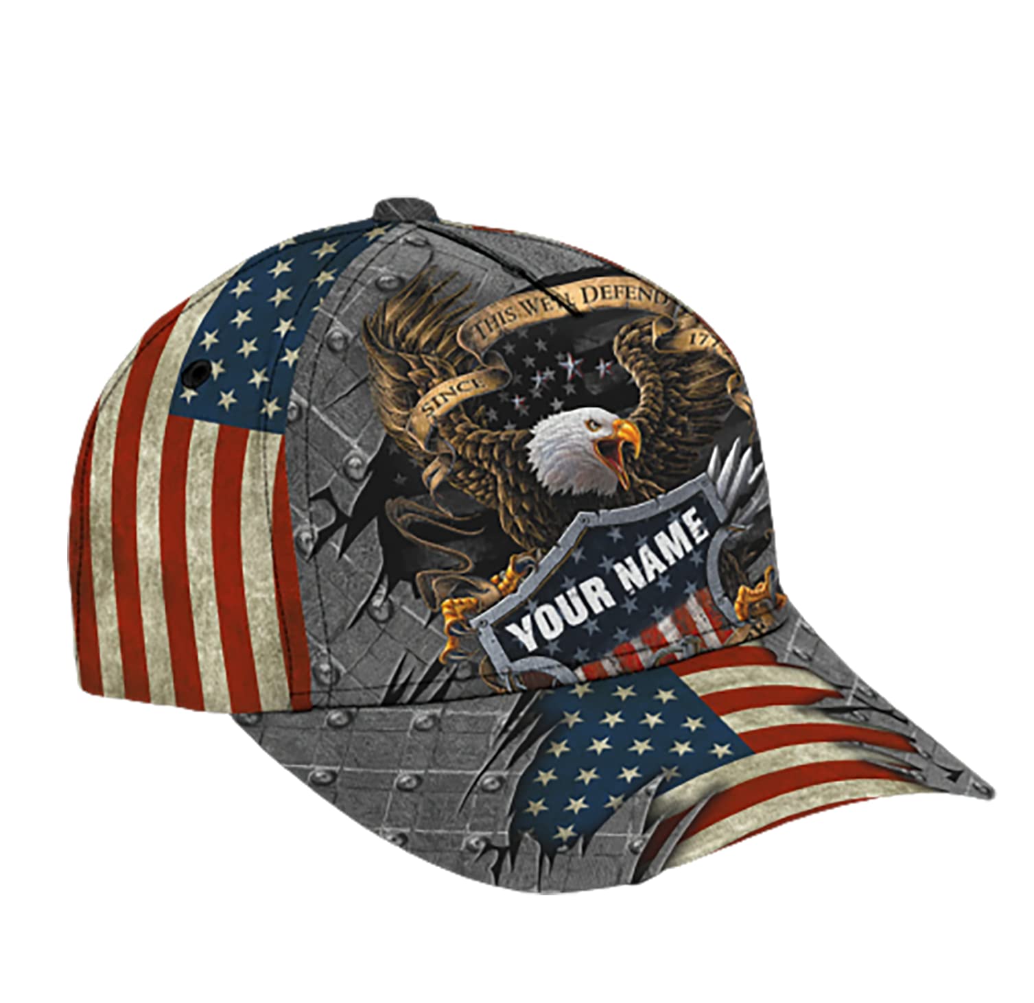 Personalized Eagle Cap with American Flag - Patriotic 3D Adjustable Baseball Hat for Men & Women | Unisex Adult Trucker Sports Cap for Outdoor Activities, Sports Events & Patriotic Celebrations