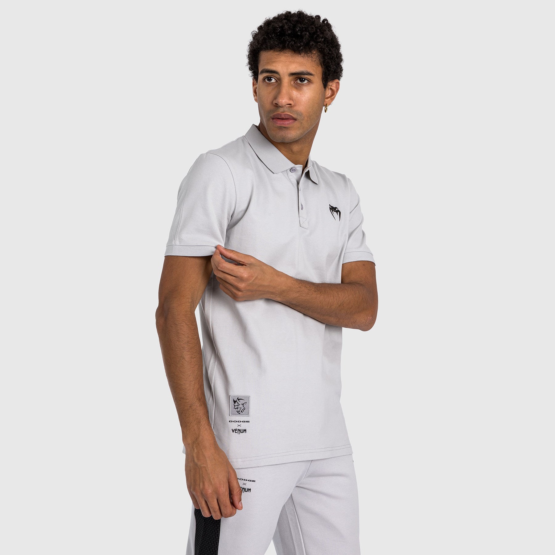 Venum x Dodge Demon 170 Men's Performance Polo Shirt - Breathable Quick-Dry Grey Athletic Shirt for Gym, Workout & Casual Wear