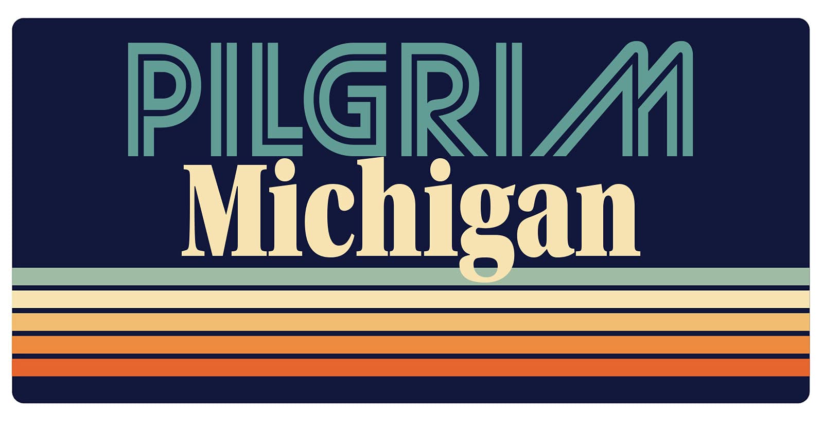 Pilgrim Michigan Retro Fridge Magnet 5 x 2.5 Inch - Vintage Souvenir for Refrigerators, Lockers & Office Decor - Perfect for Travel Memories & Gift Giving